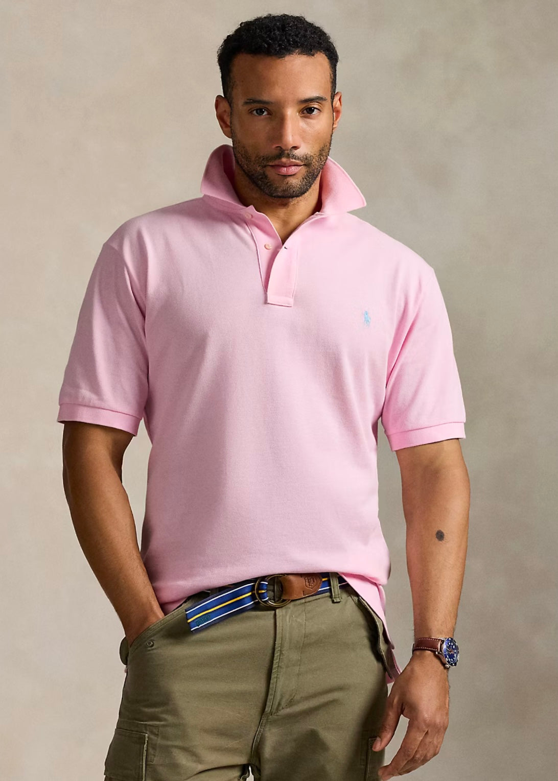 Mesh Polo Shirt Bath Pink