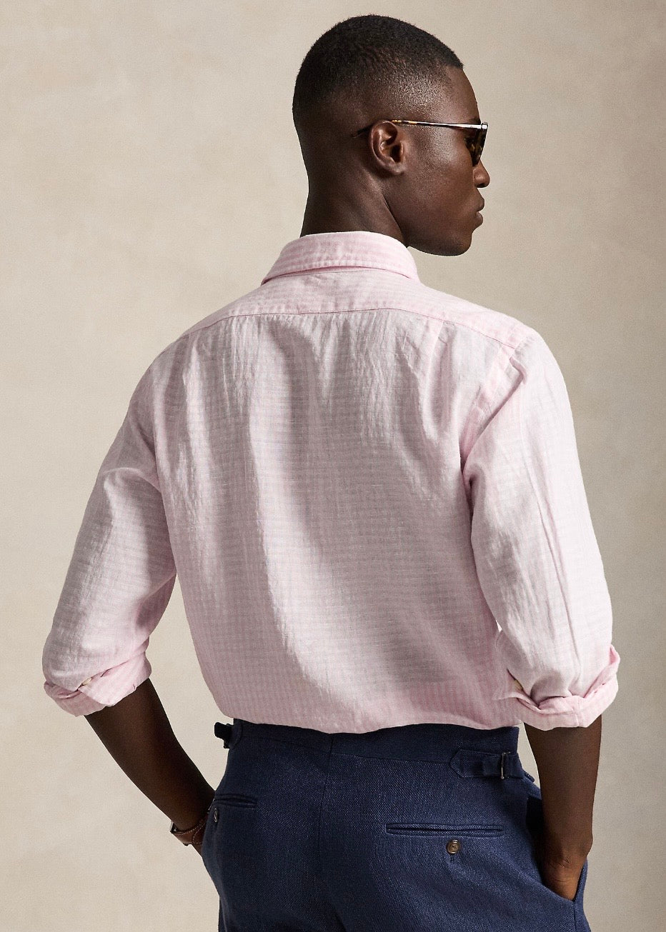 Custom Fit Striped Seersucker Shirt Pink