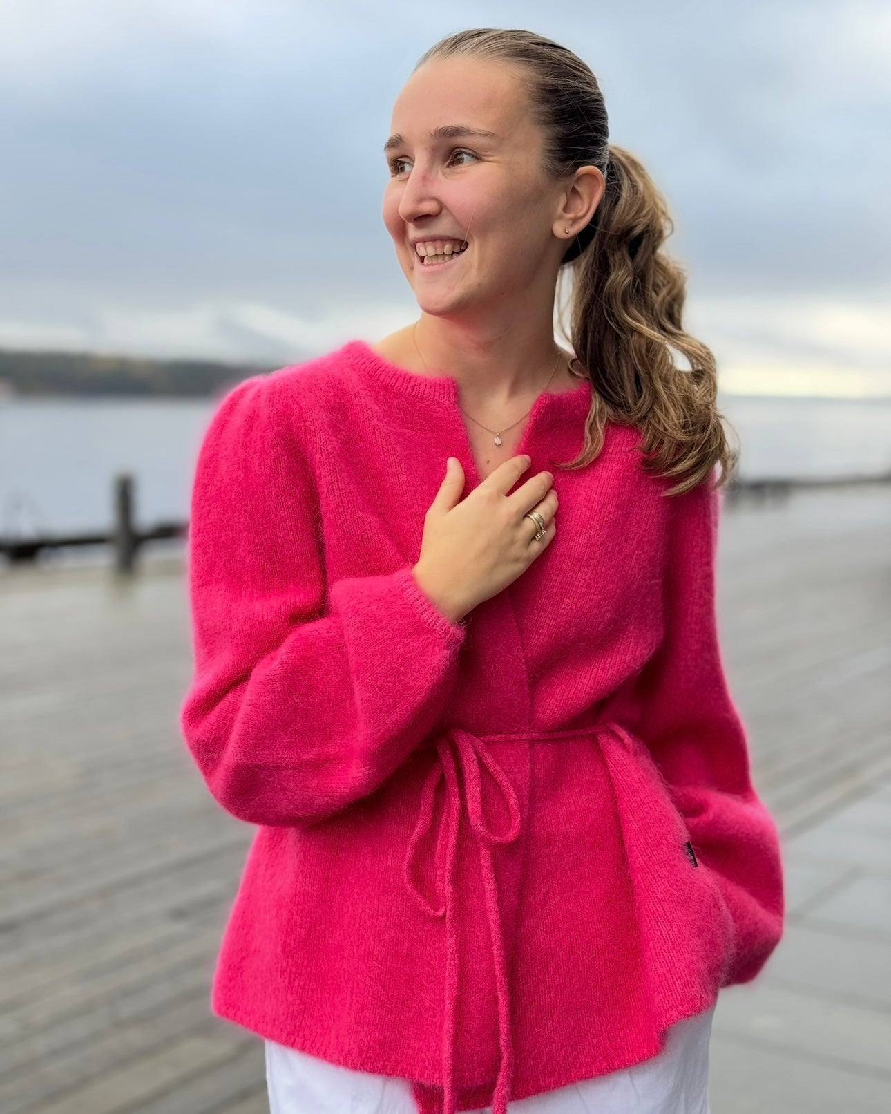 Ella&il Fredrikke Chunky cardigan - Raspberry