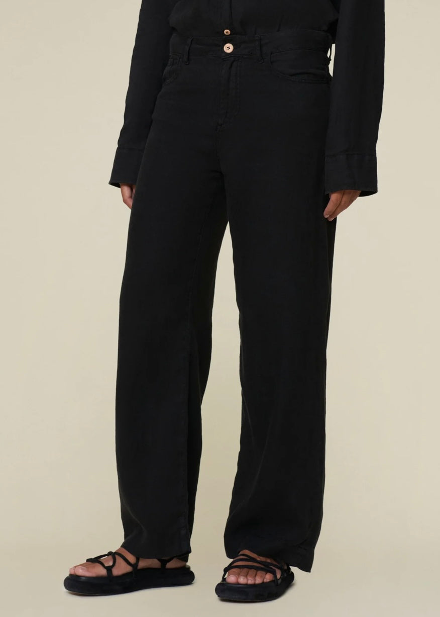 Lois Culotte Black Linen - Black