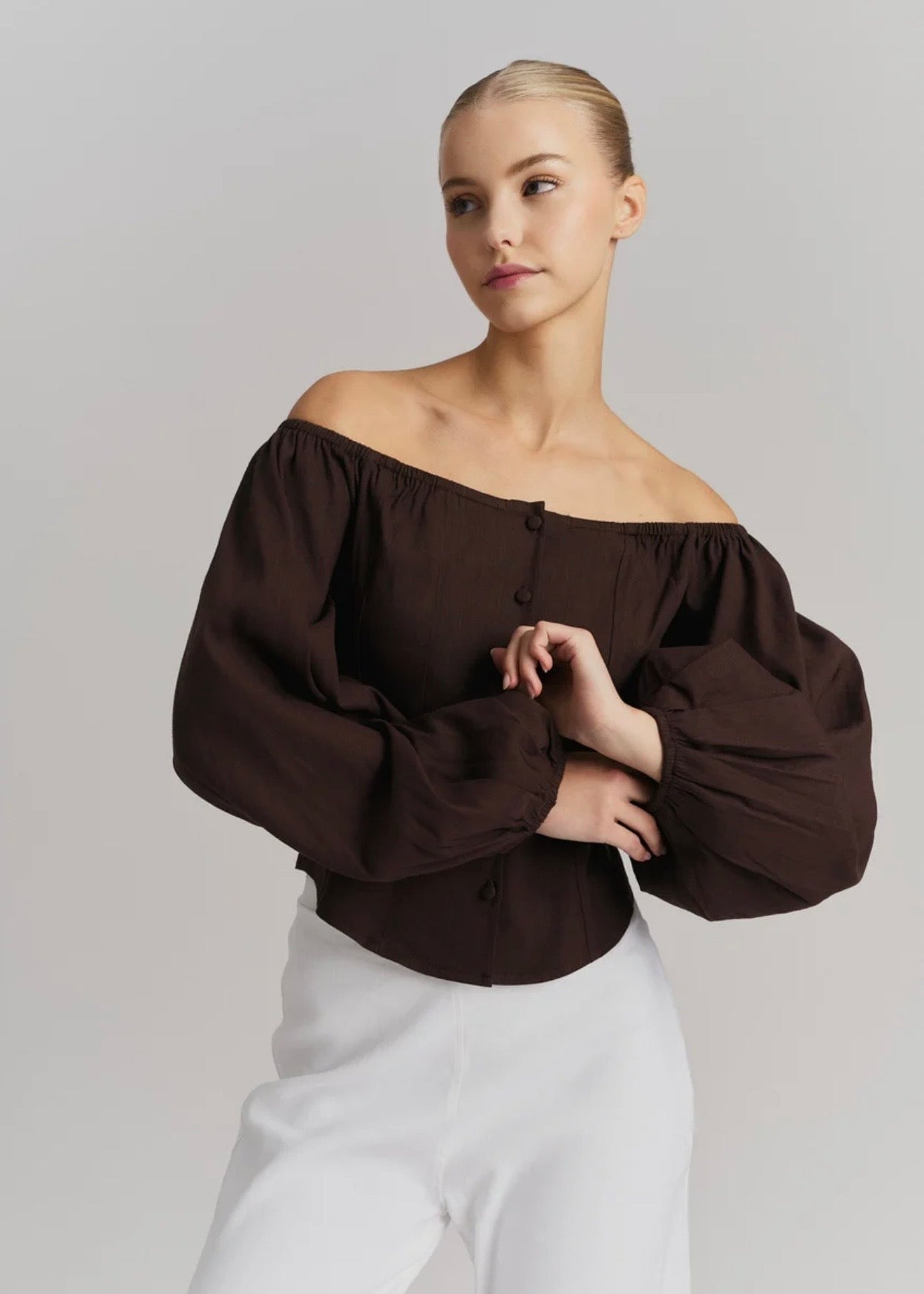 Luiza Stretch Linen Shirt Dark Brown
