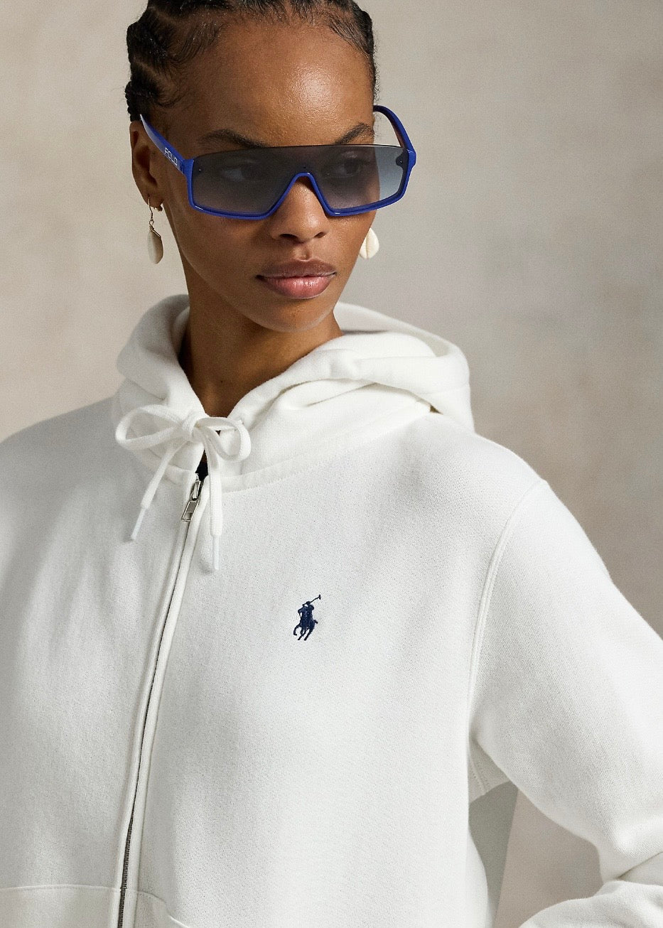 Fleece Full Zip Hoodie White