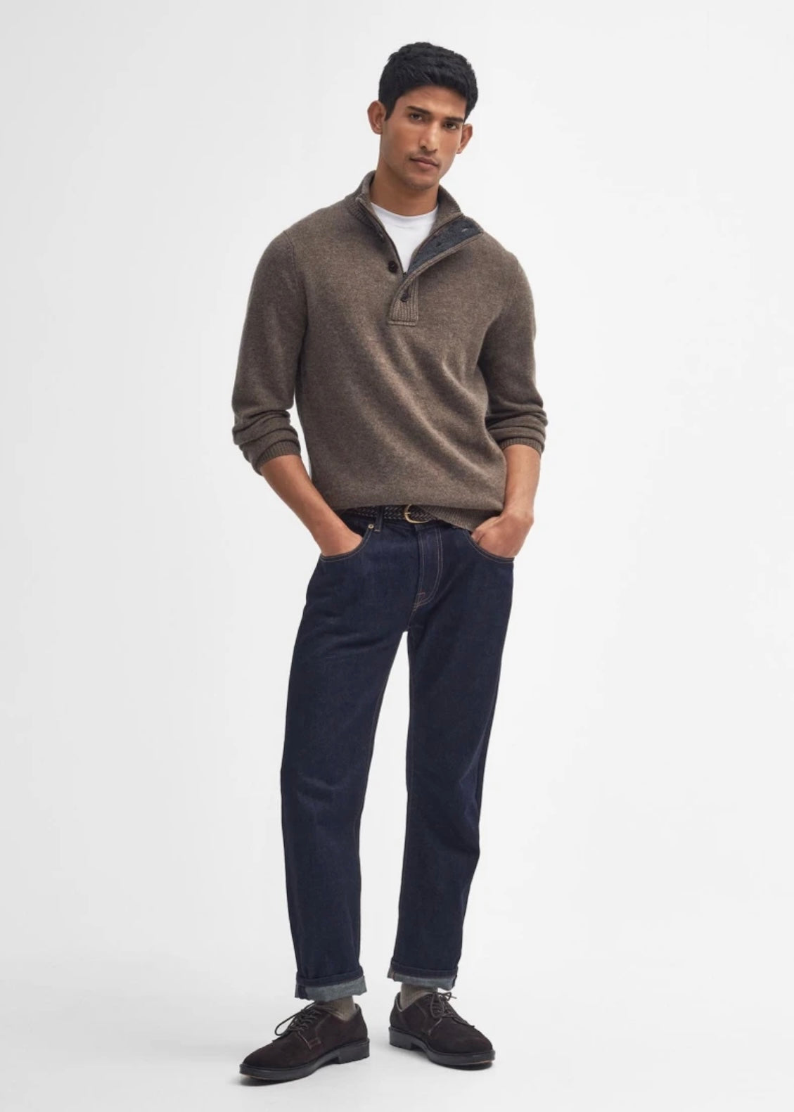Essential Patch Half Zip Dark Stone