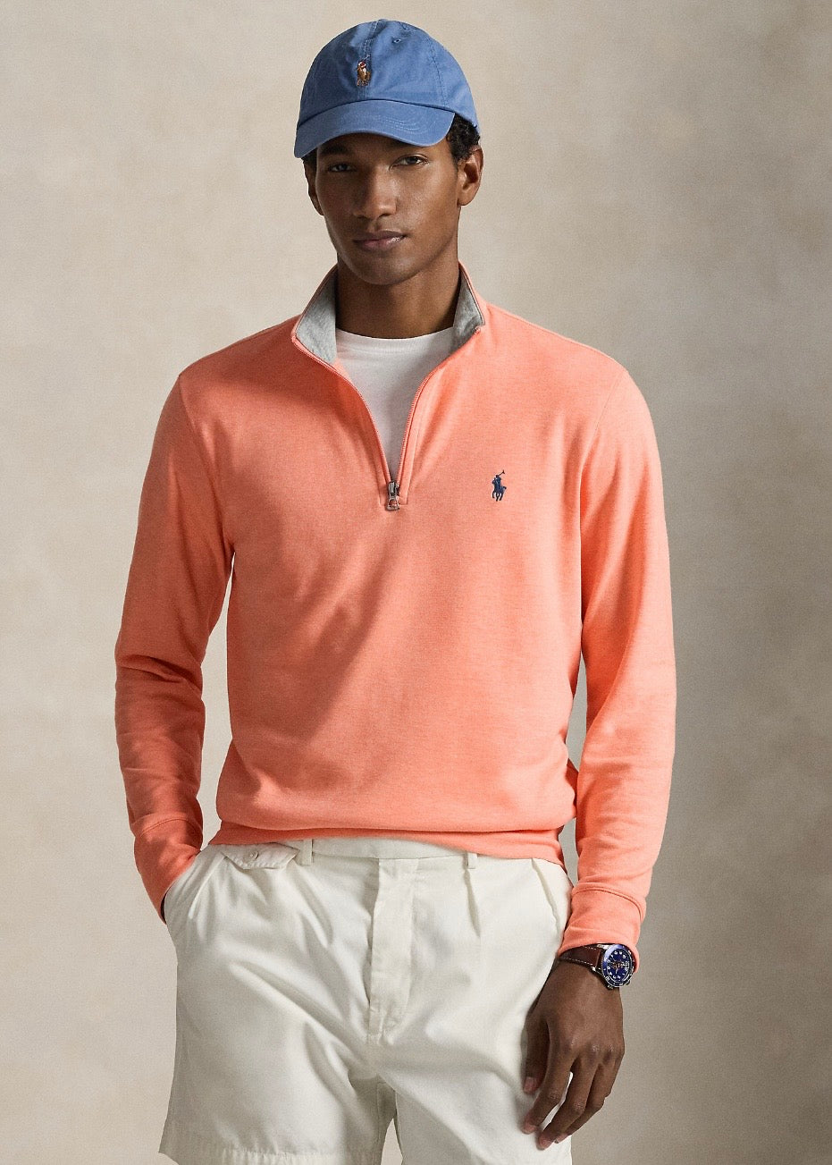 Jersey Quarter Zip Soft Orange Heather