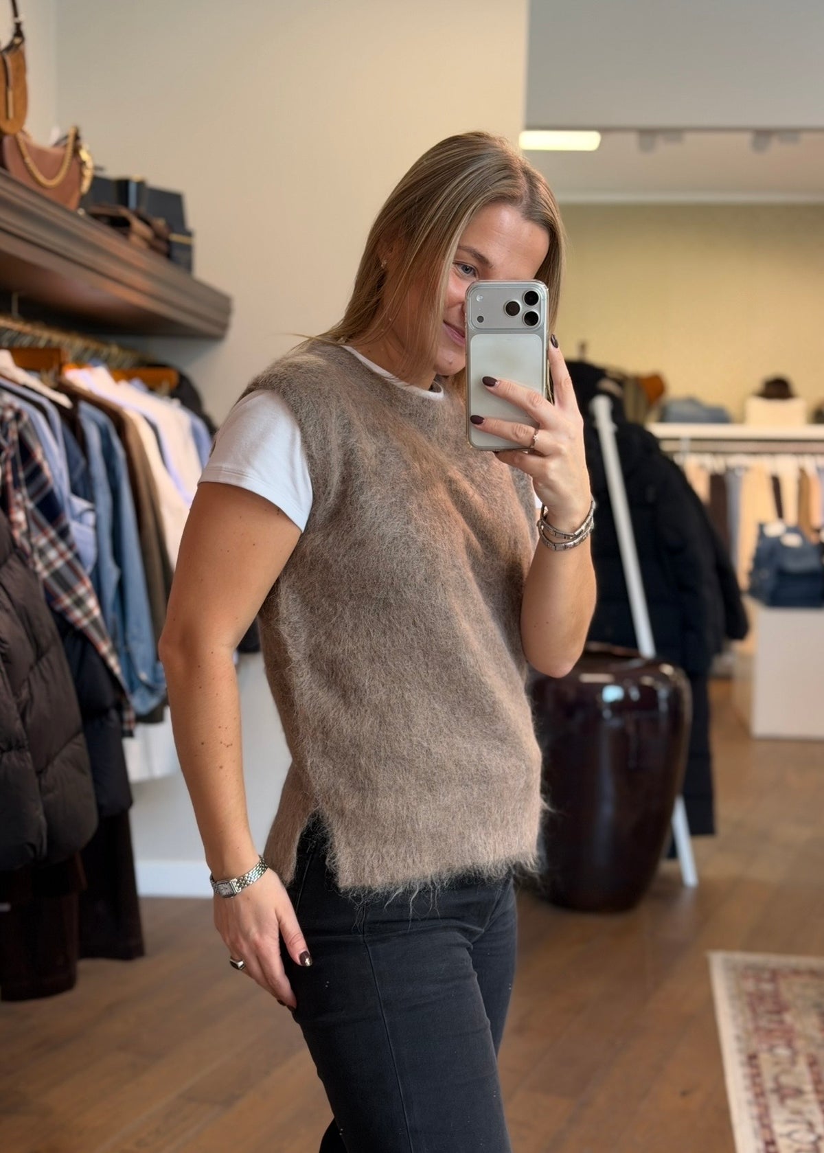 Ine Mohair Slip On Taupe