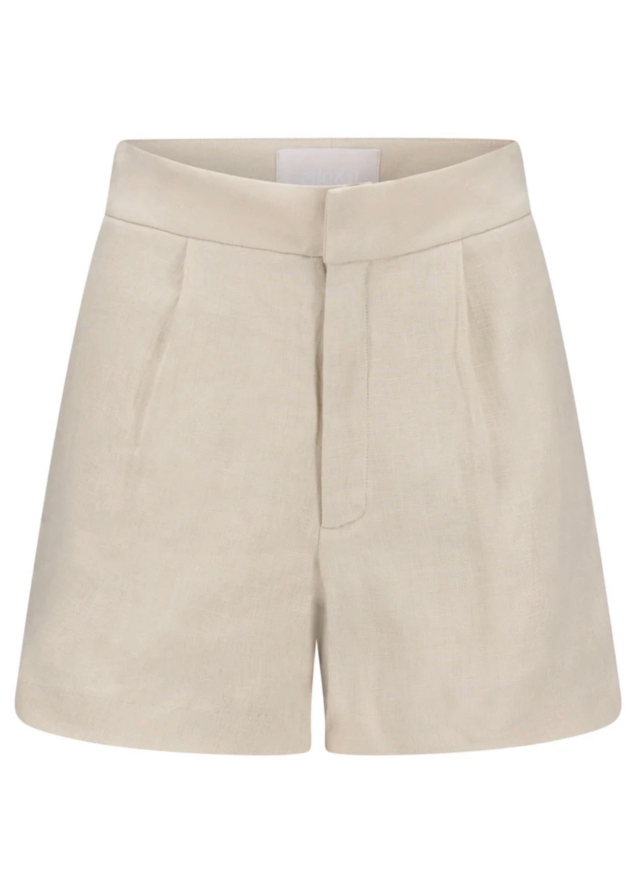 Freya Solid Linen Shorts Beige Melange
