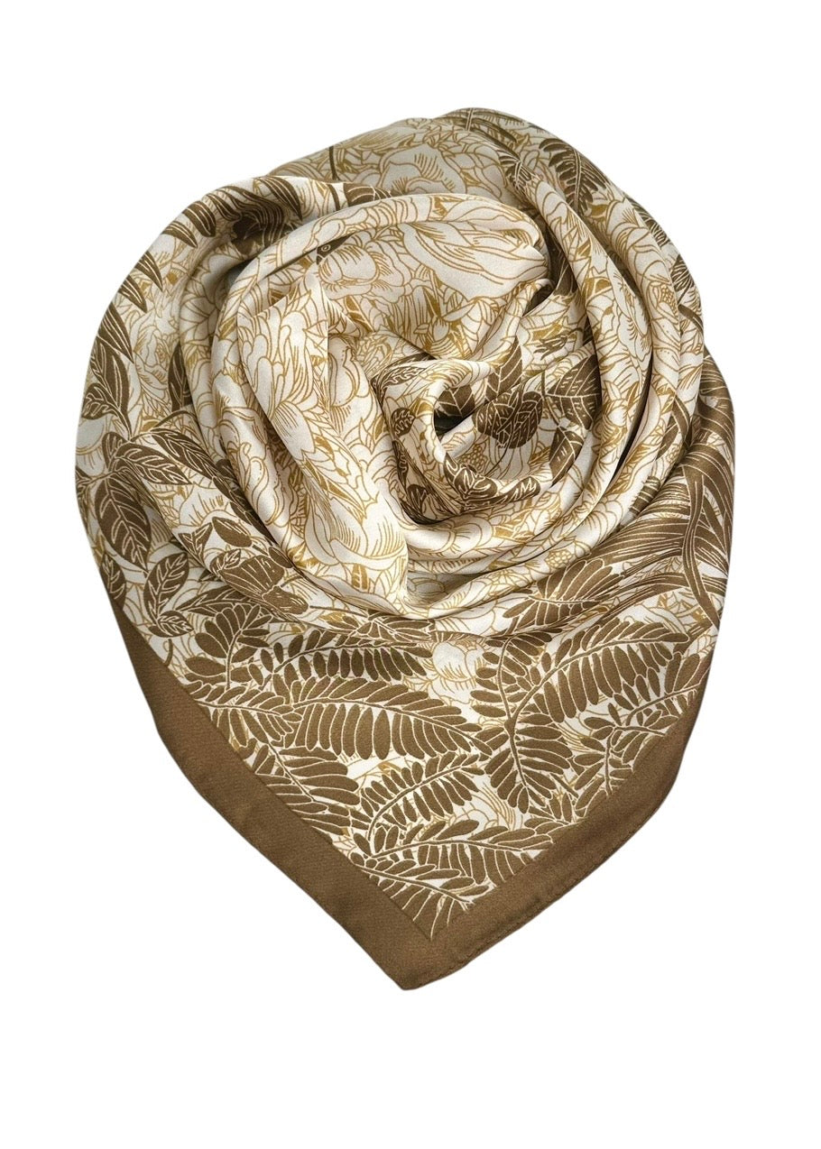 Silk-Viscose Scarf Brown Flower