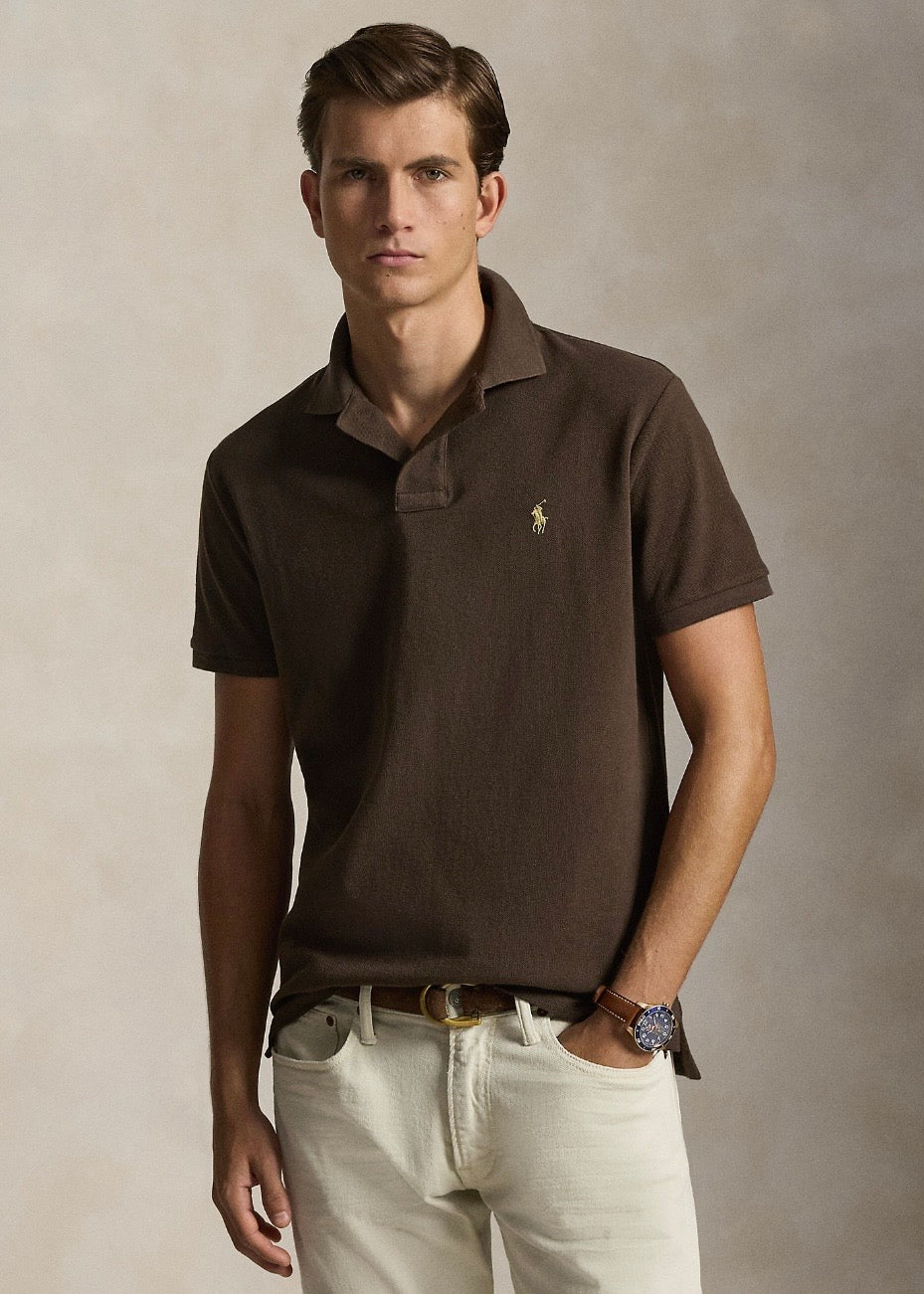 Mesh Polo Shirt Nutmeg Brown