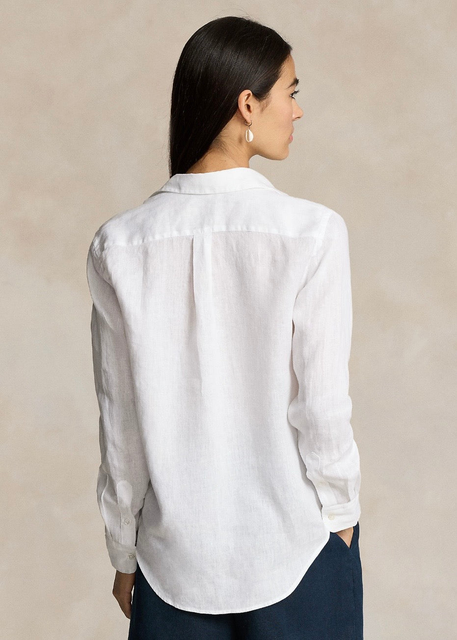 Classic Fit Linen Shirt White
