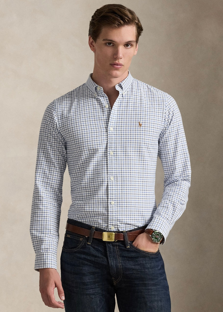 Slim Fit Tattersall Oxford shirt White/Blue