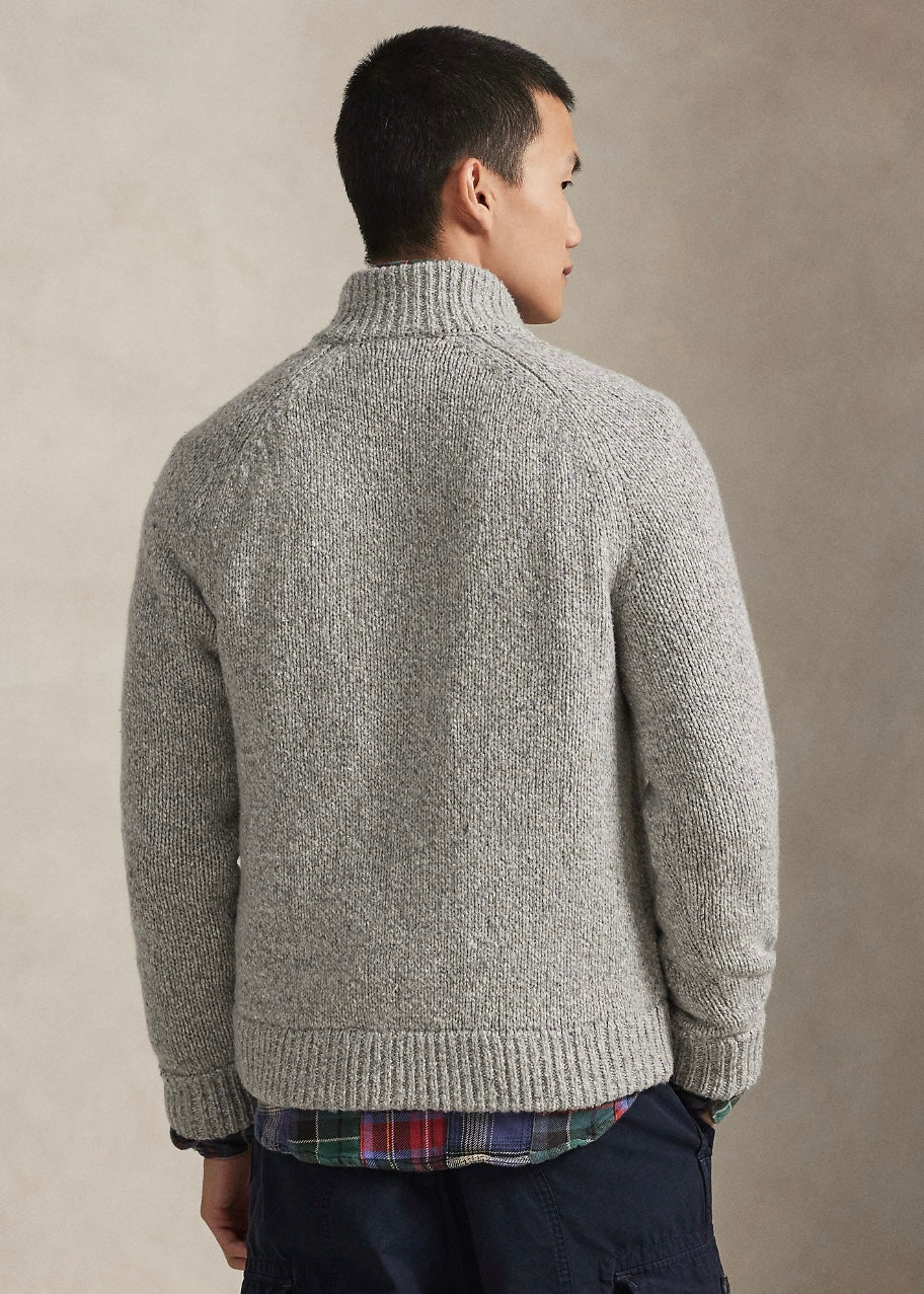 Wool Mockneck cardigan Grey Marl