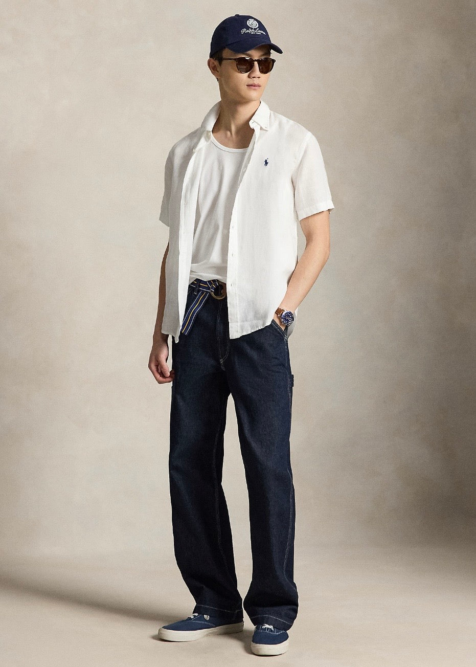 Custom Fit Linen Shirt White