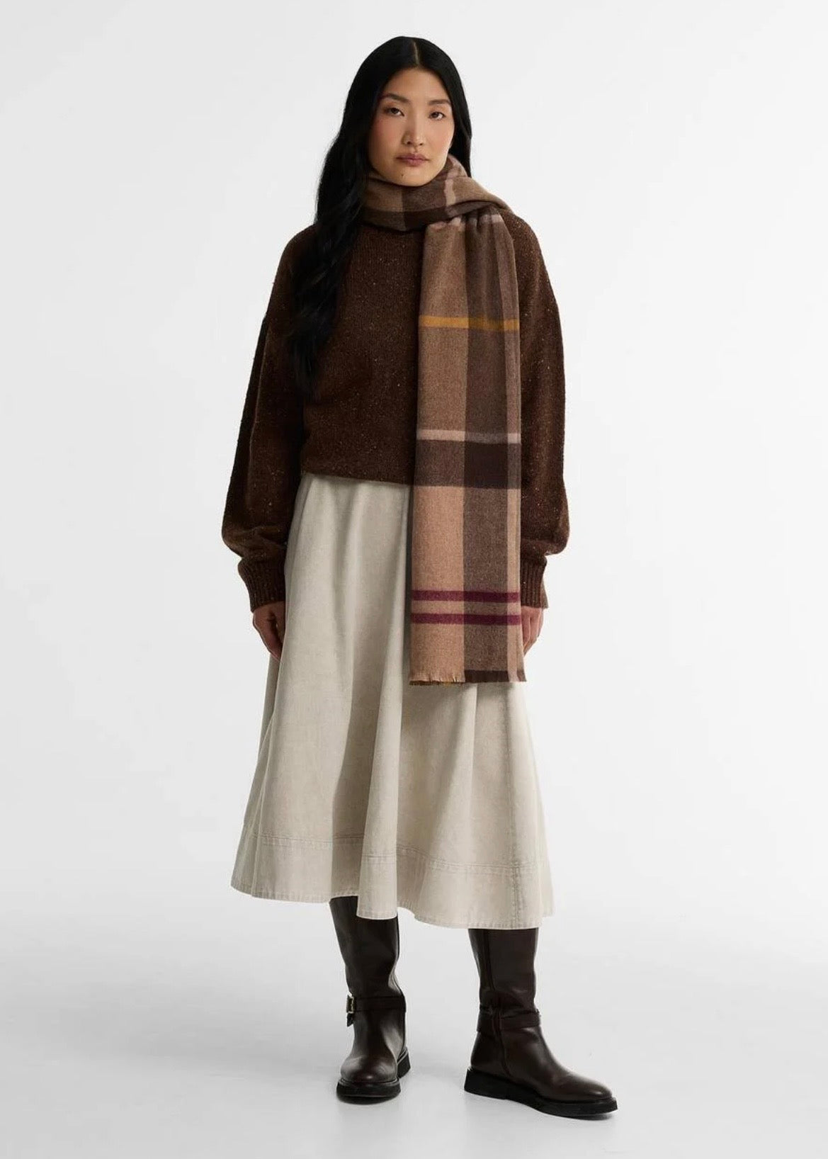 Rosefield Tartan Scarf Muted Tartan