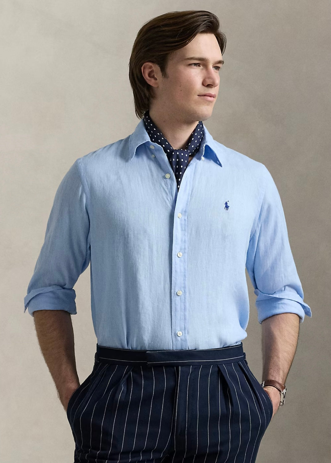 Ralph Lauren Linen shirt custom fit - Office Blue
