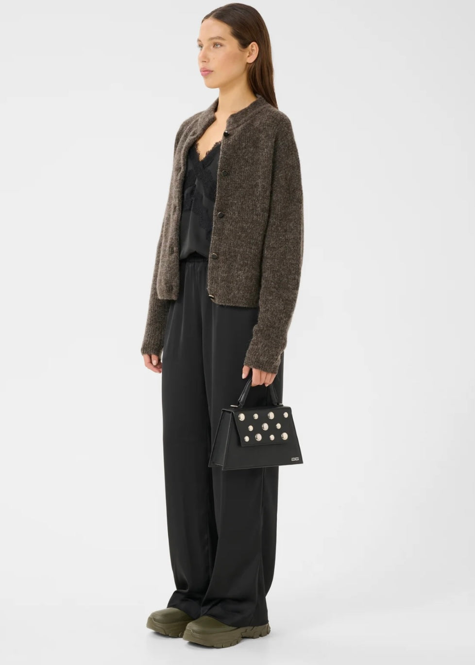 Alpha Short cardigan Chestnut Melange