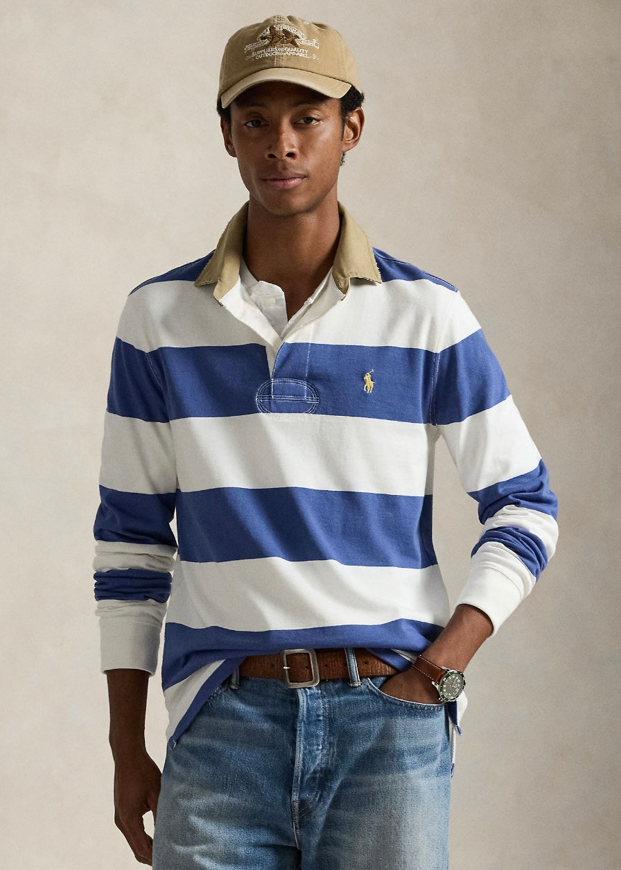 Khaki Collar Rugby Shirt Old Royal/Cream