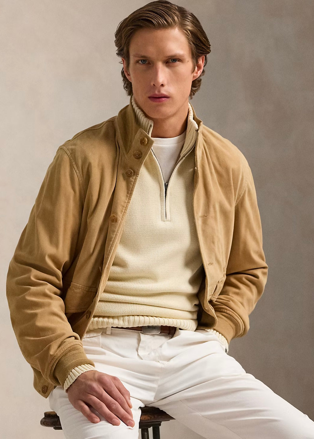 Cotton Quarter Zip Andover Cream