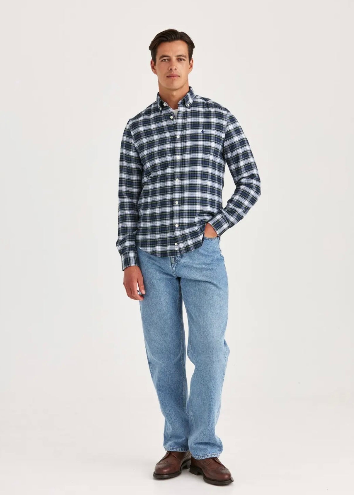 Soft Twill Tartan Shirt Blue
