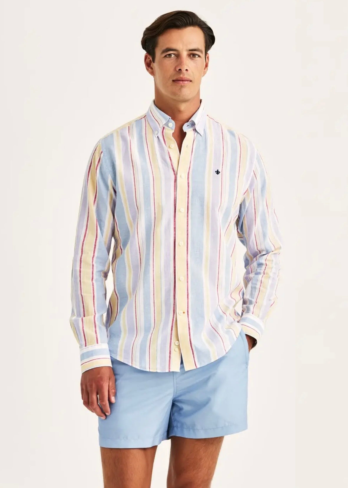 Happy Linen Stripe Shirt Purple