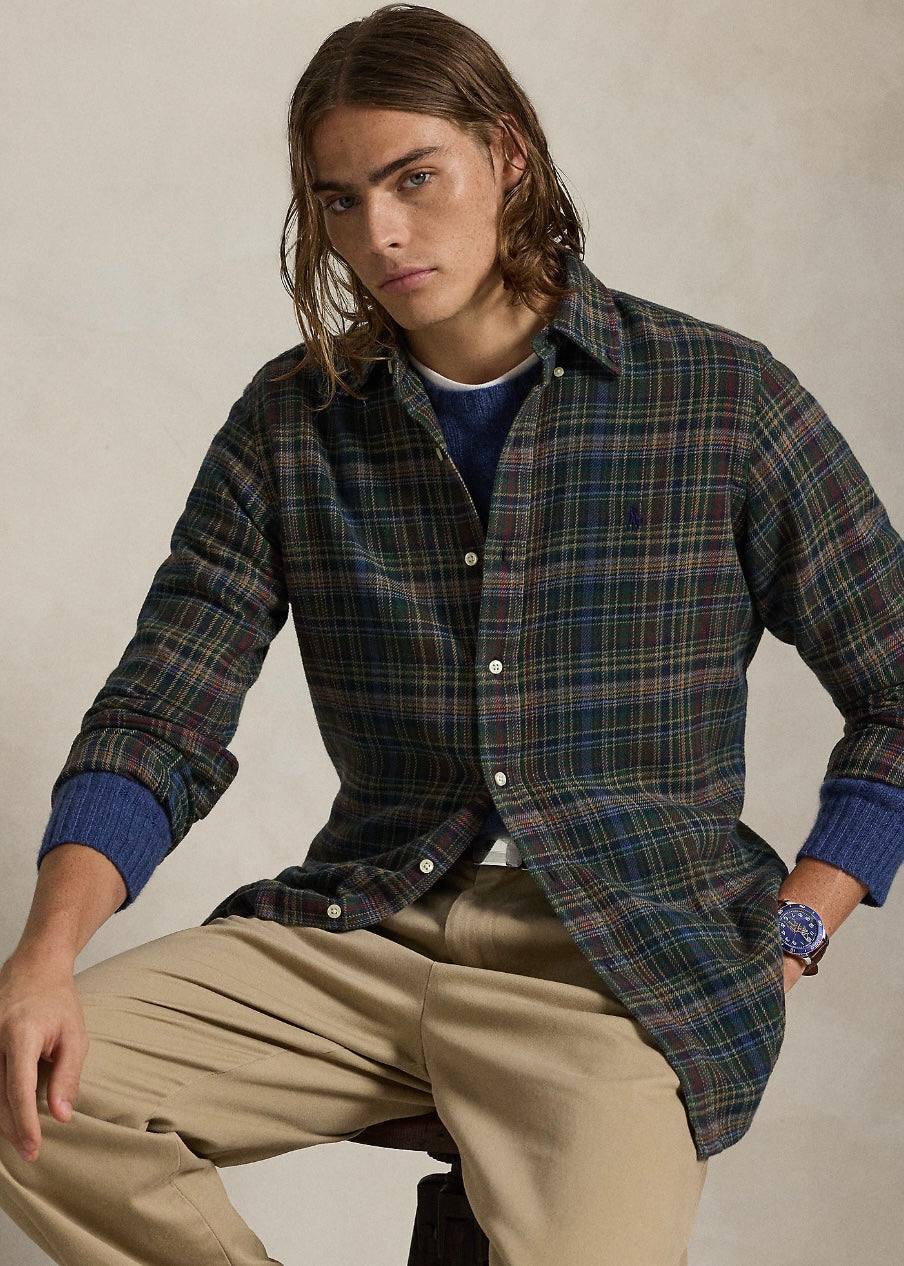 Plaid Brushed Flannel shirt Pine Navy