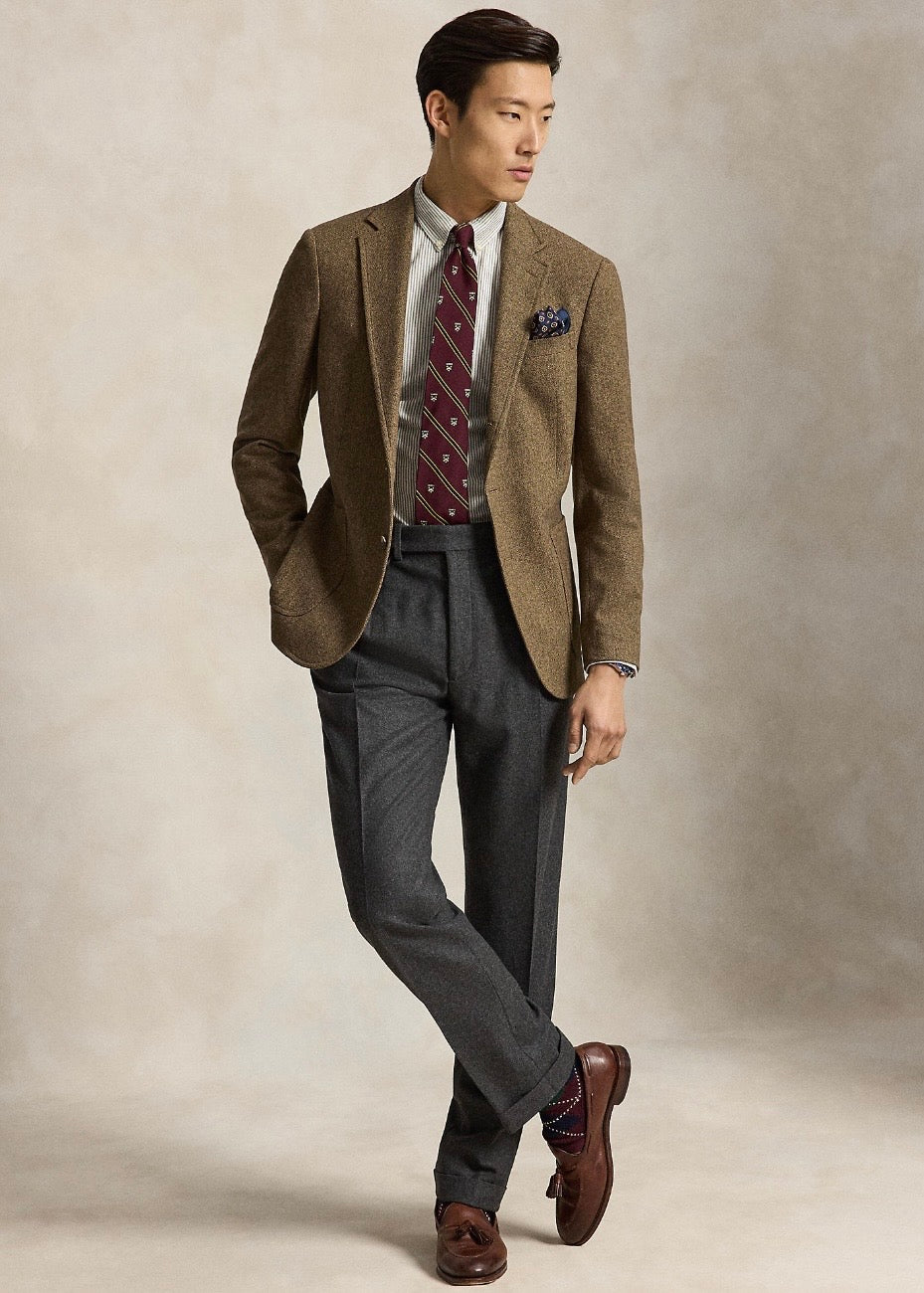 Custom Fit Striped Oxford Shirt Nutmeg Brown