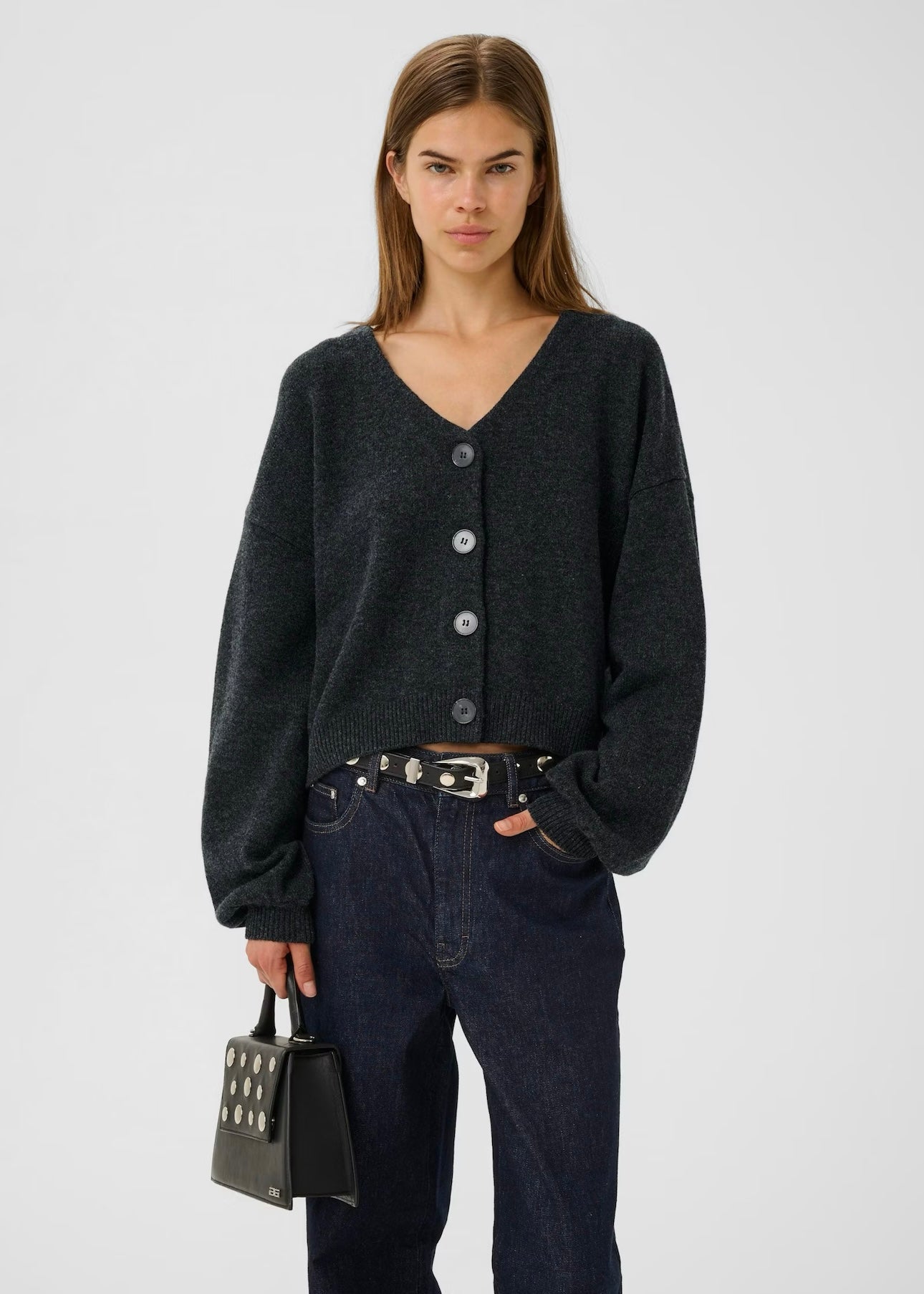 Manzi Wool cardigan Deep Graphite Melange