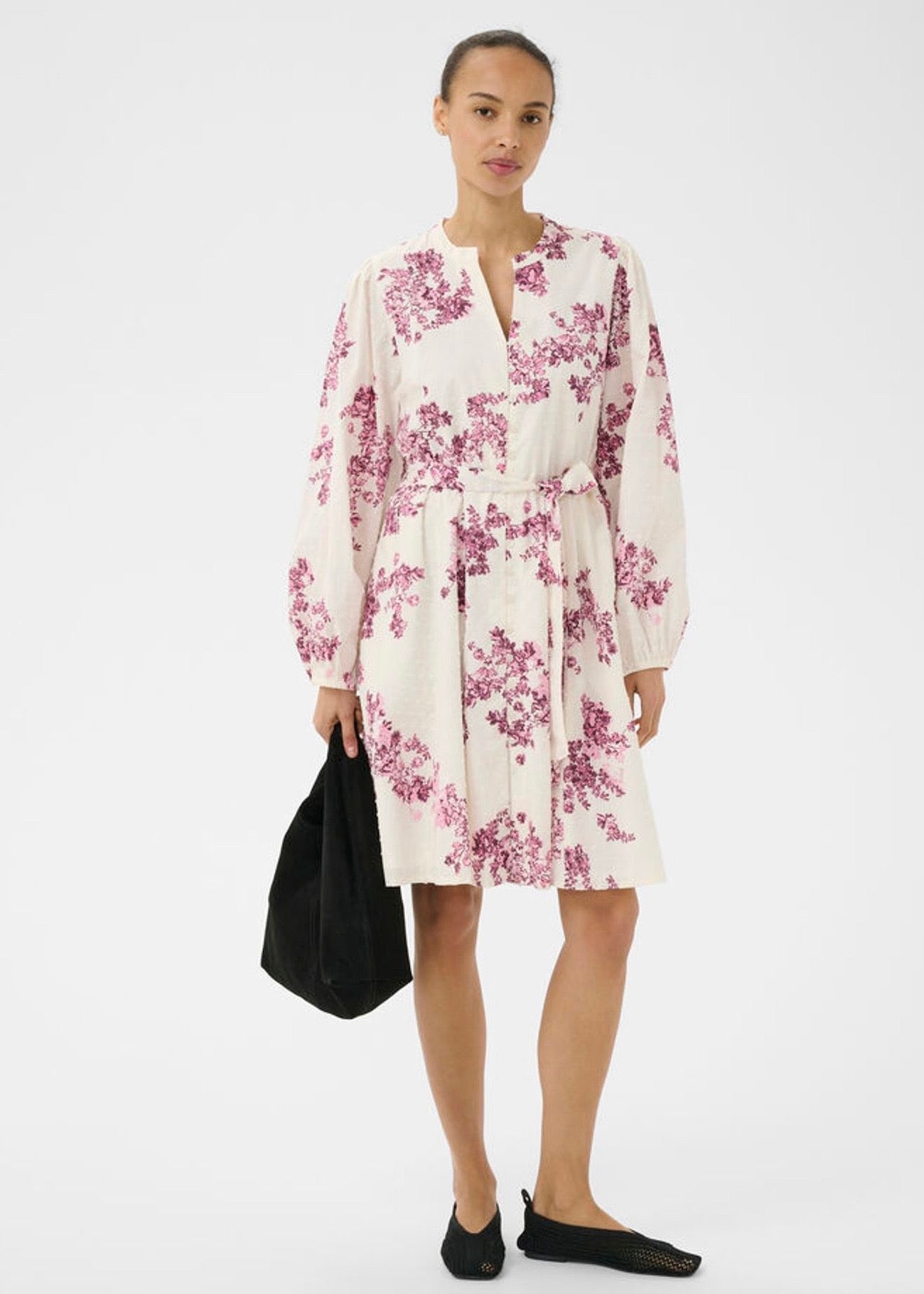 Avira Dress Pink Shadow Flower Print