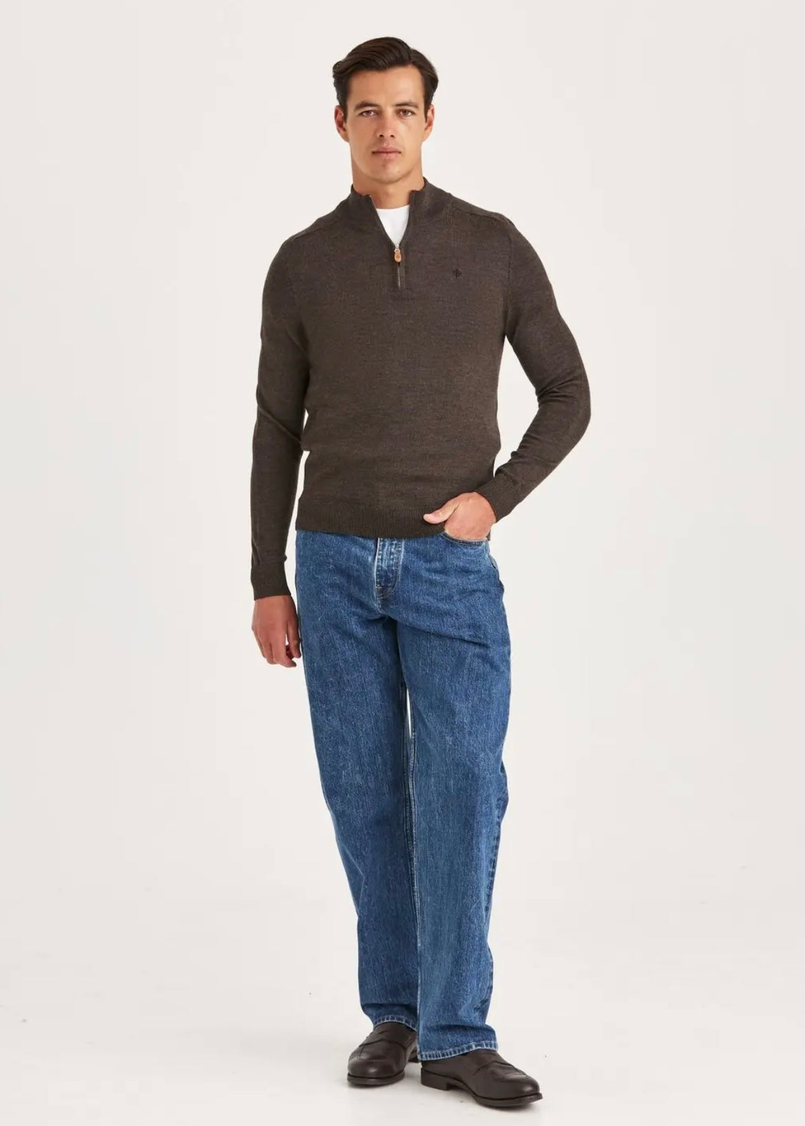 Merino John zip Brown