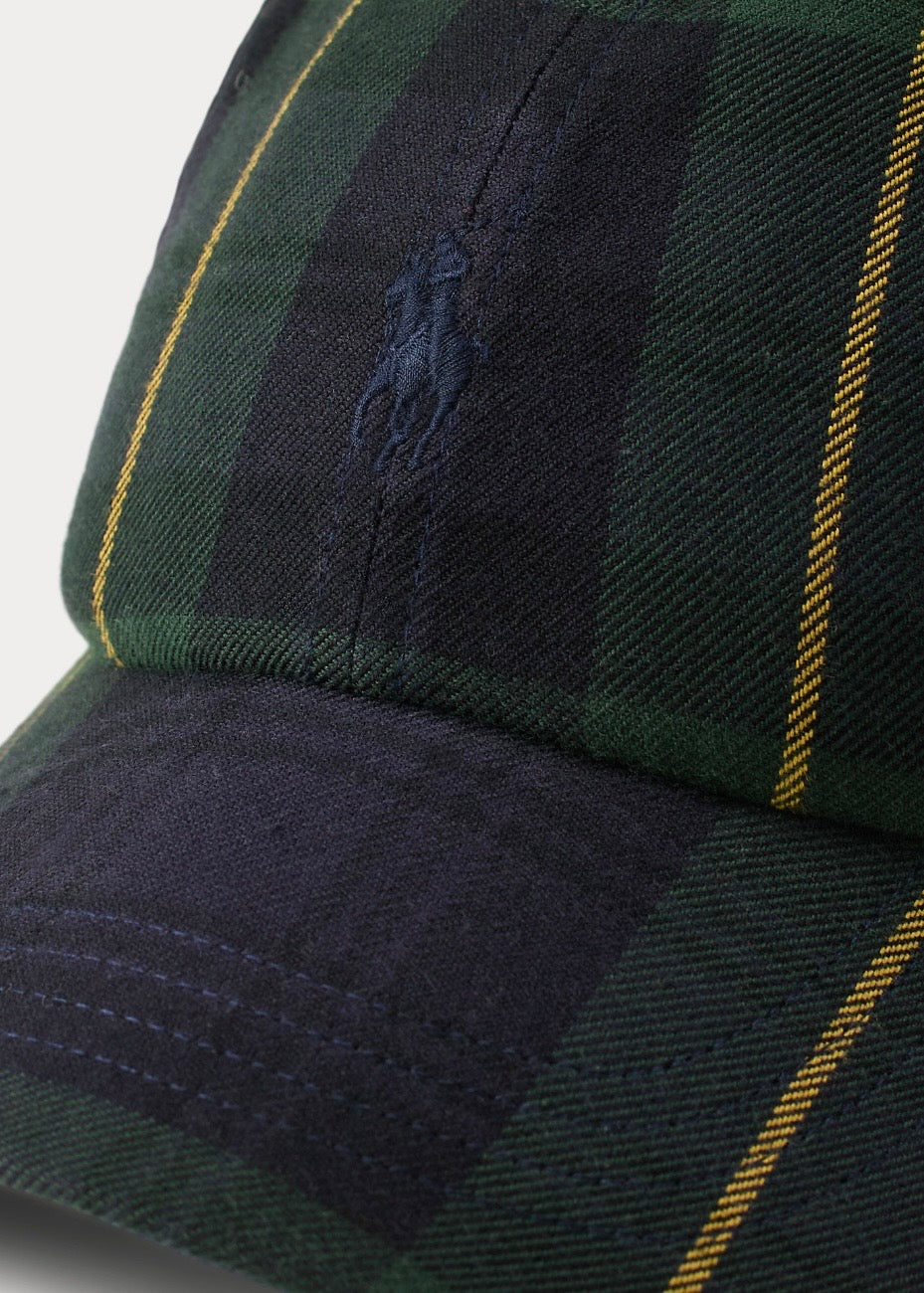 Plaid Twill Ball Cap Green Navy Multi