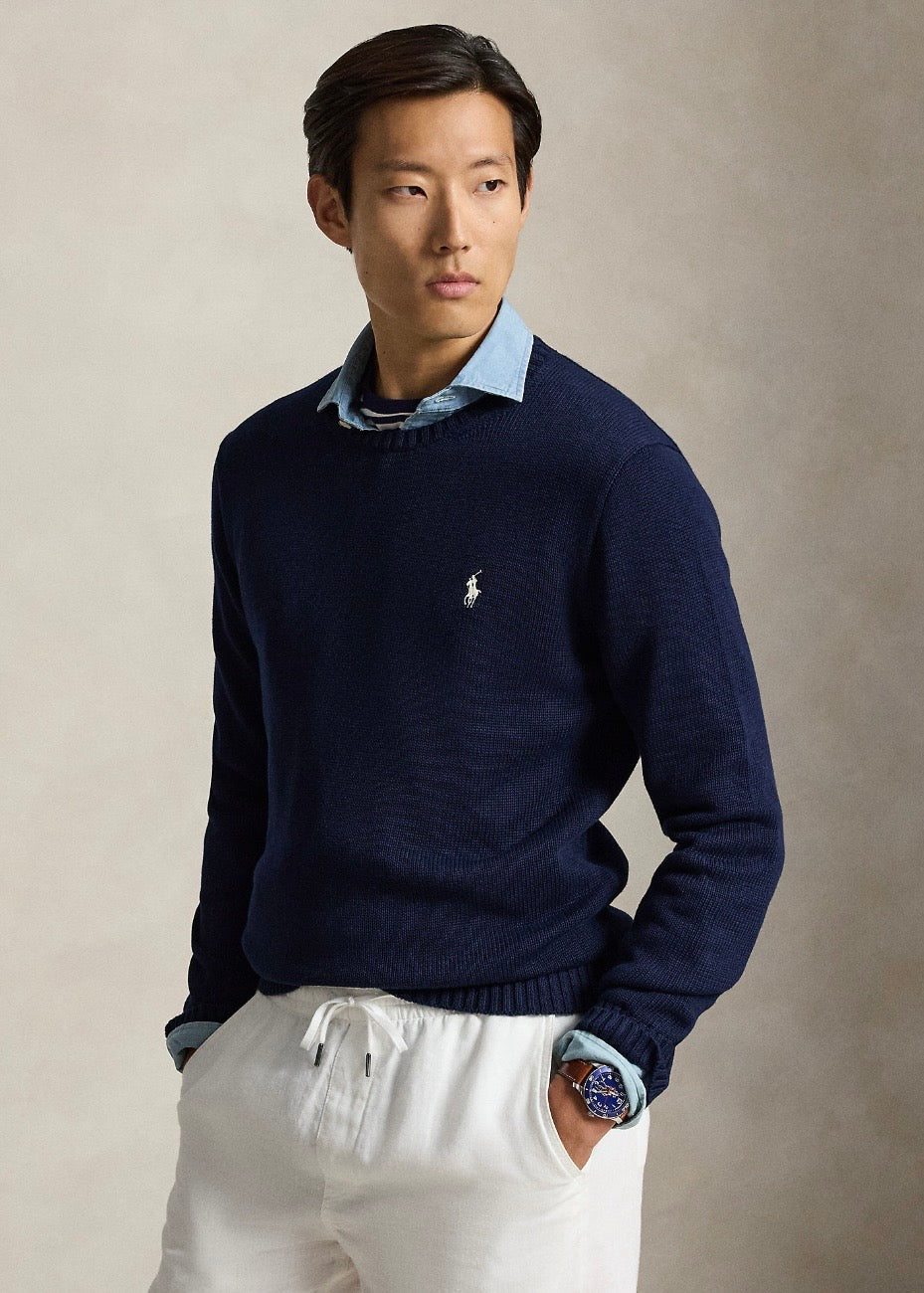 Cotton Crewneck Sweater Hunter Navy