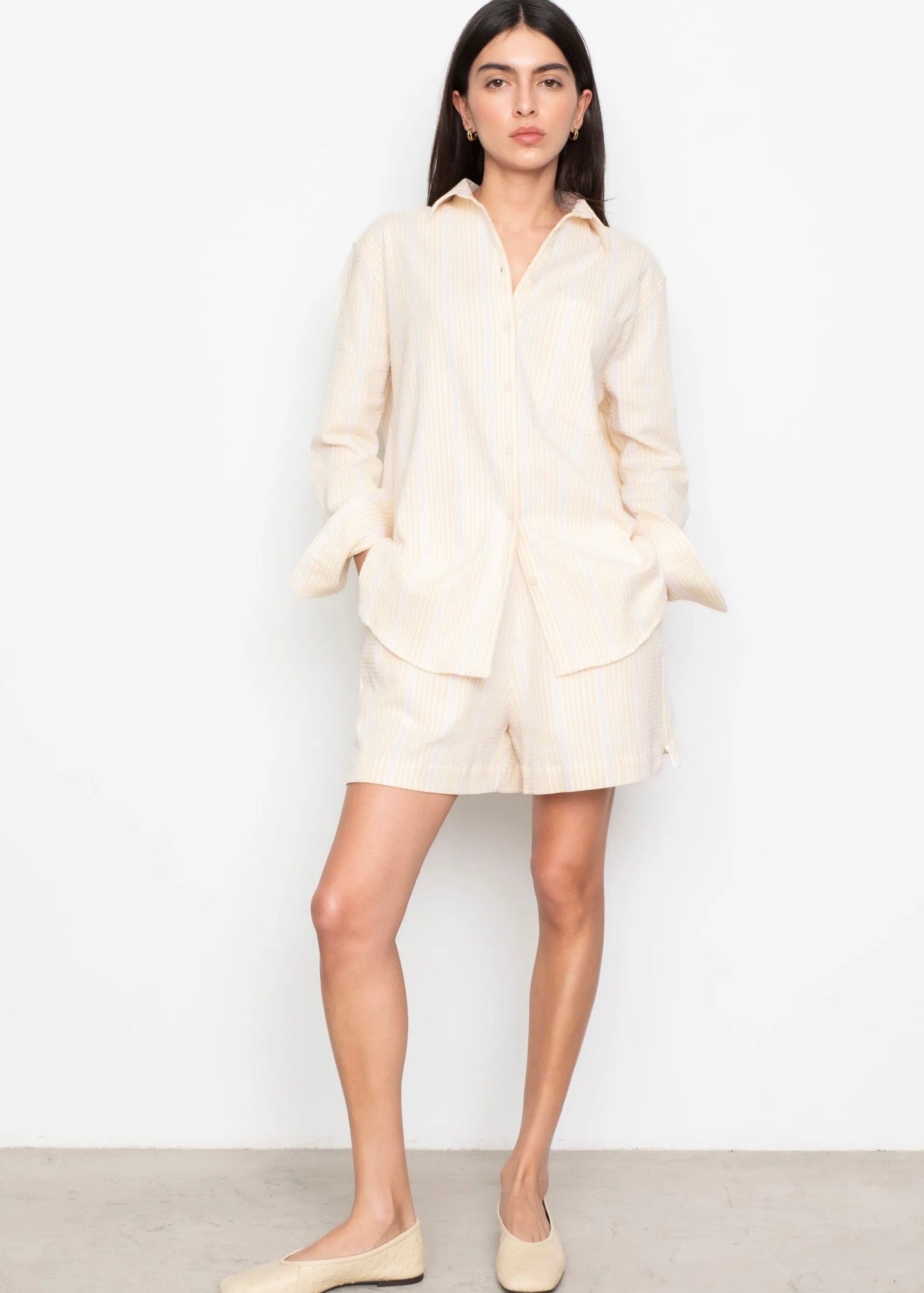 Bibi Crepe Whirt Light Yellow Stripe
