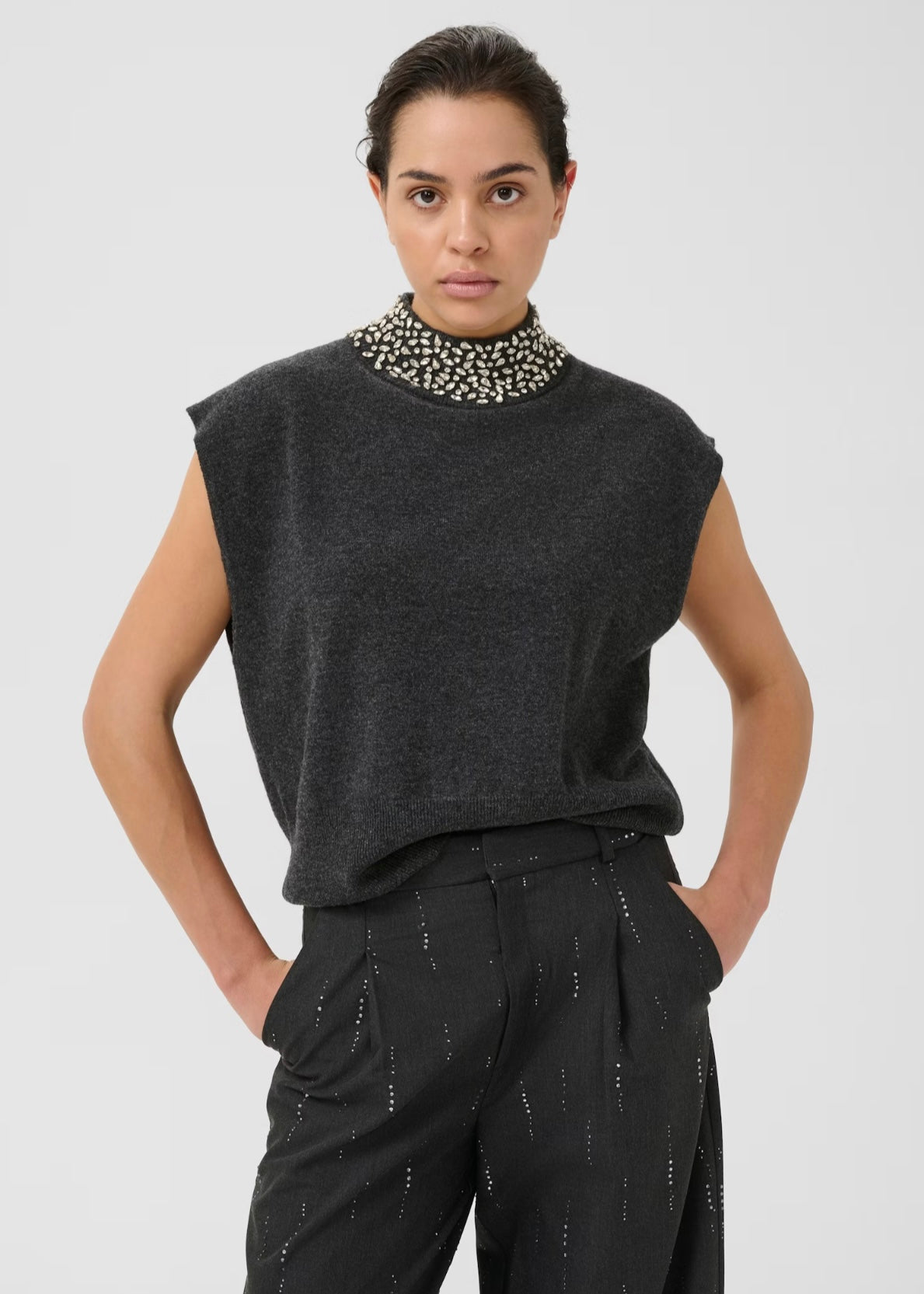 Manzi Deco Waistcoat Deep Graphite Melange