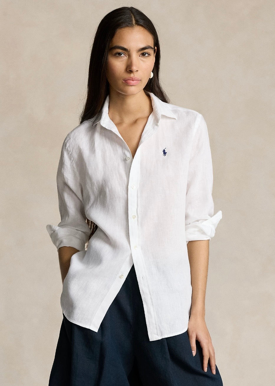 Classic Fit Linen Shirt White
