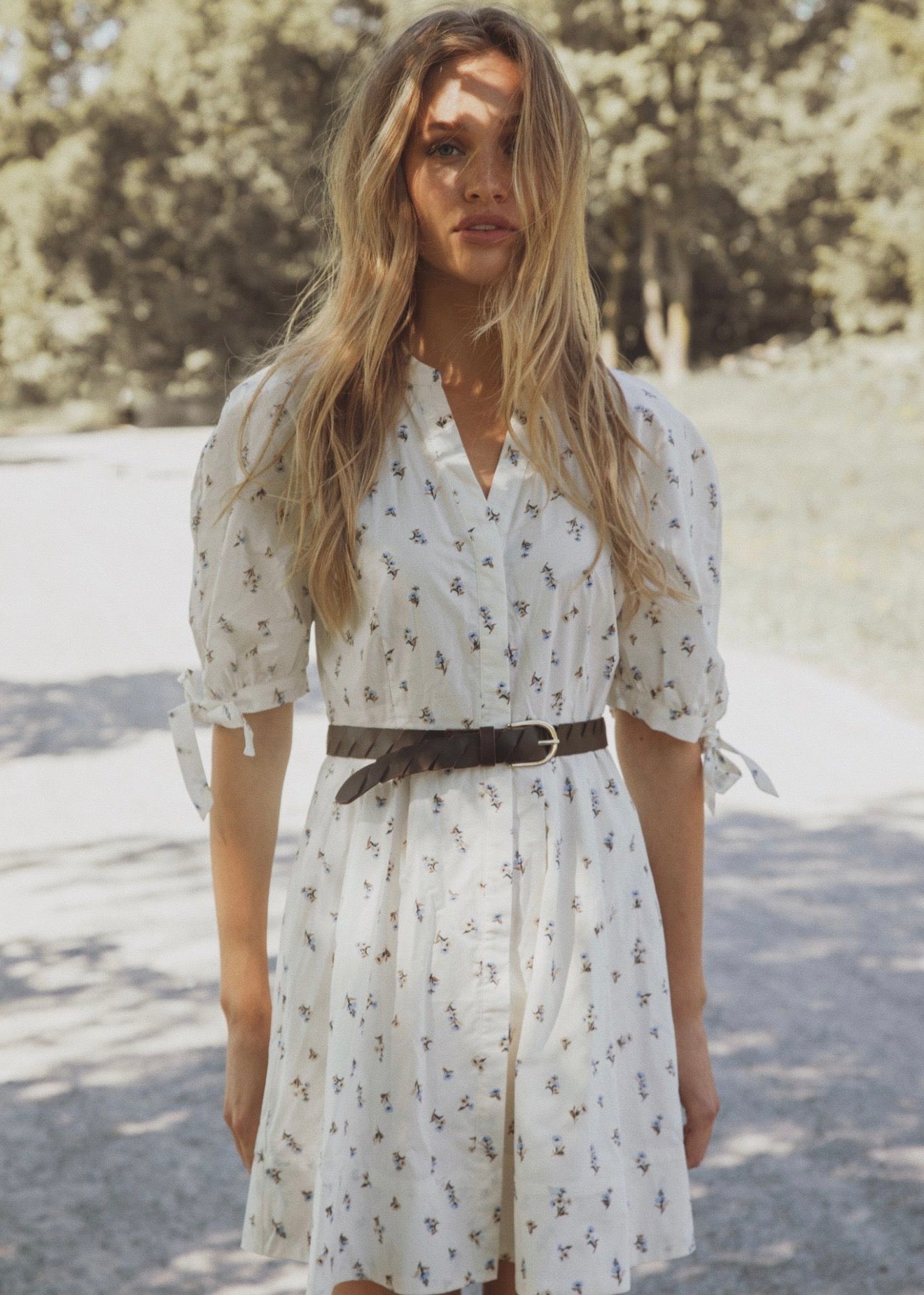 Lia Dress White Anemone Print