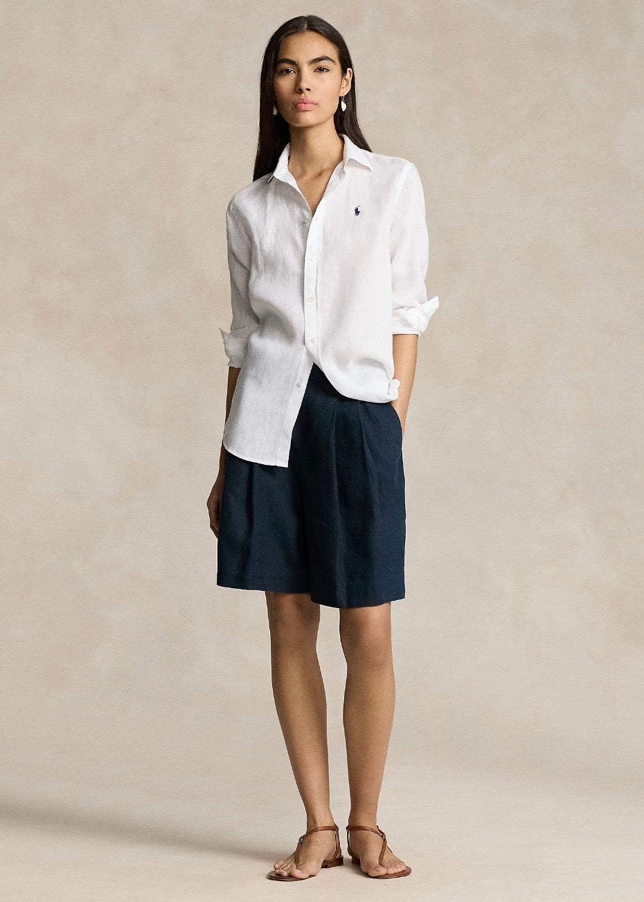 Classic Fit Linen Shirt White