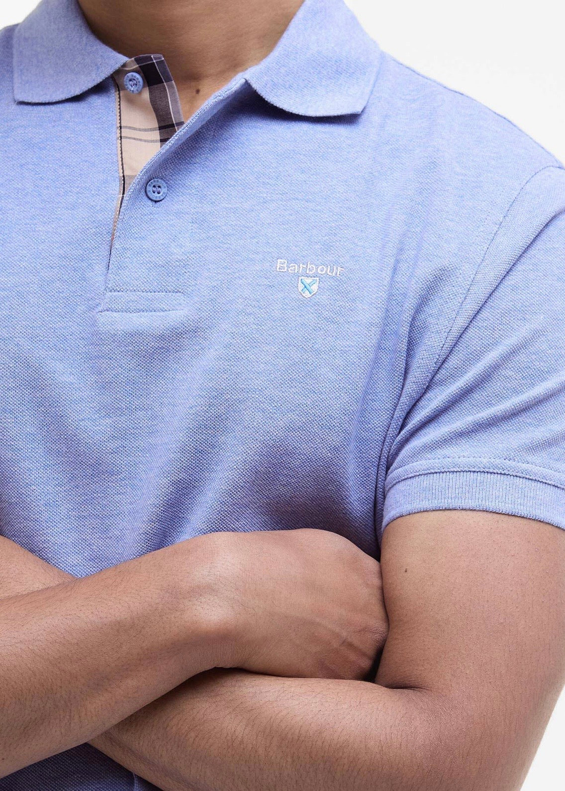 Tartan Polo Pique Sky Marl
