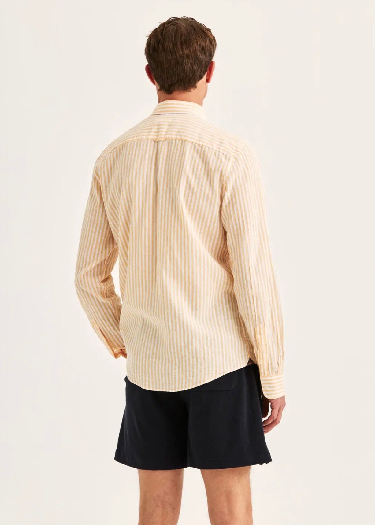 Douglas Linen Stripe Shirt Orange