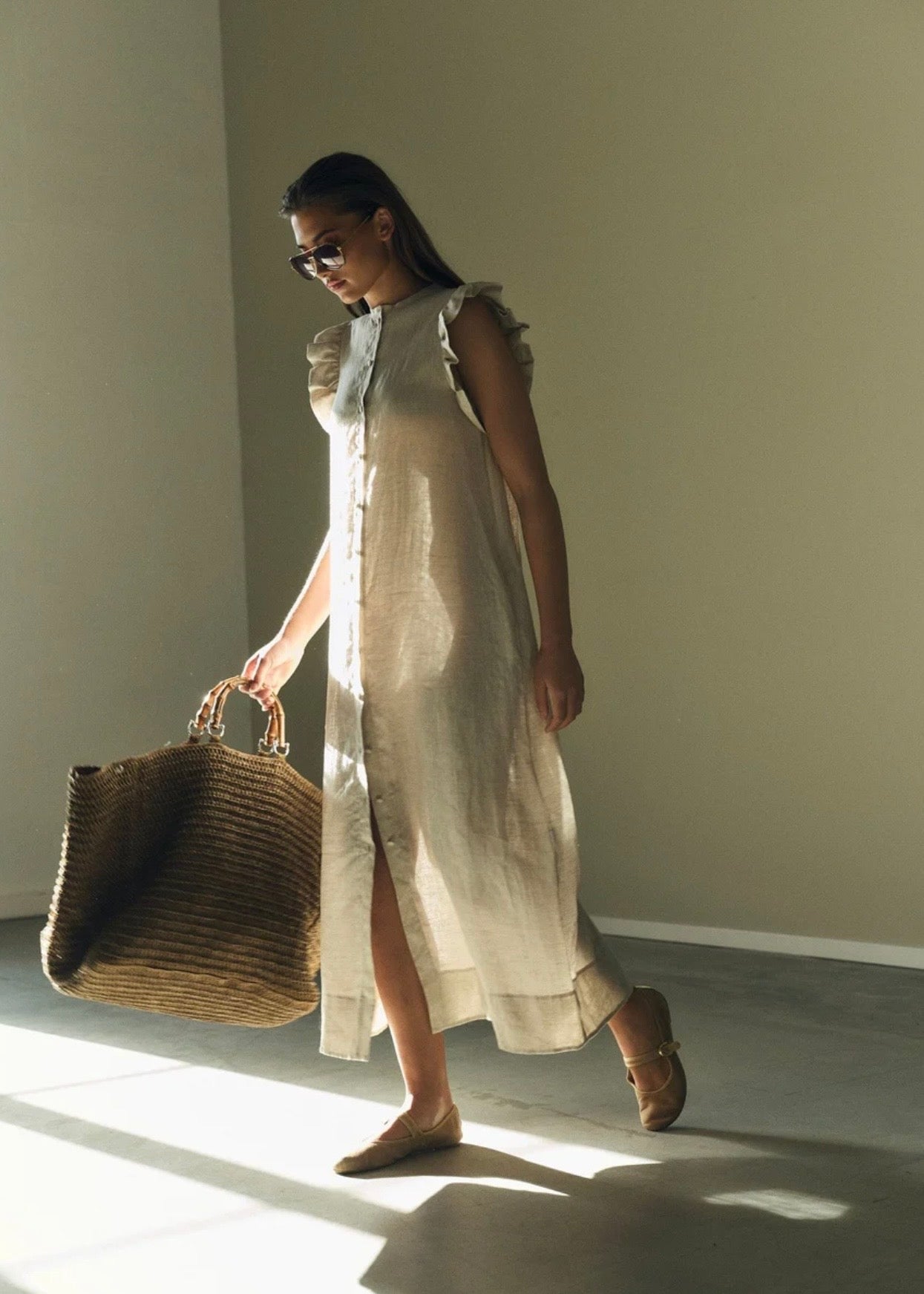 Pam Linen Dress Beige Melange