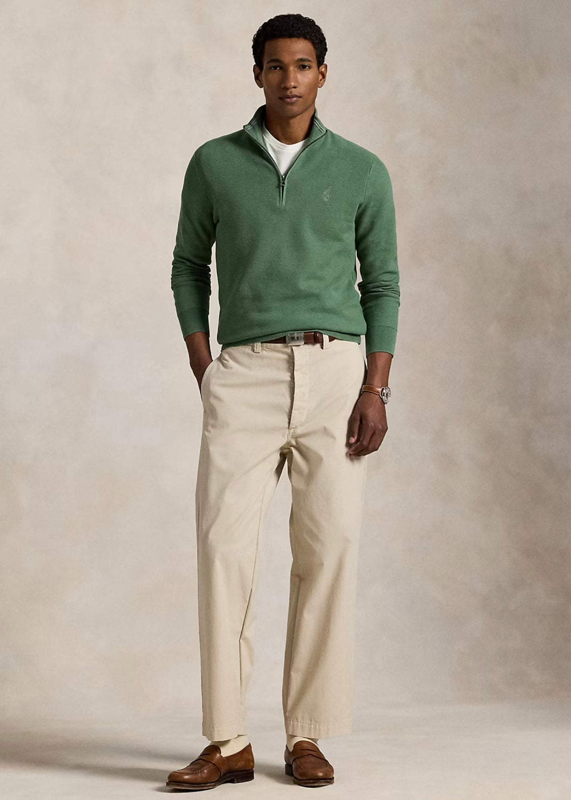 Mesh Knit Quarter Zip Fatigue