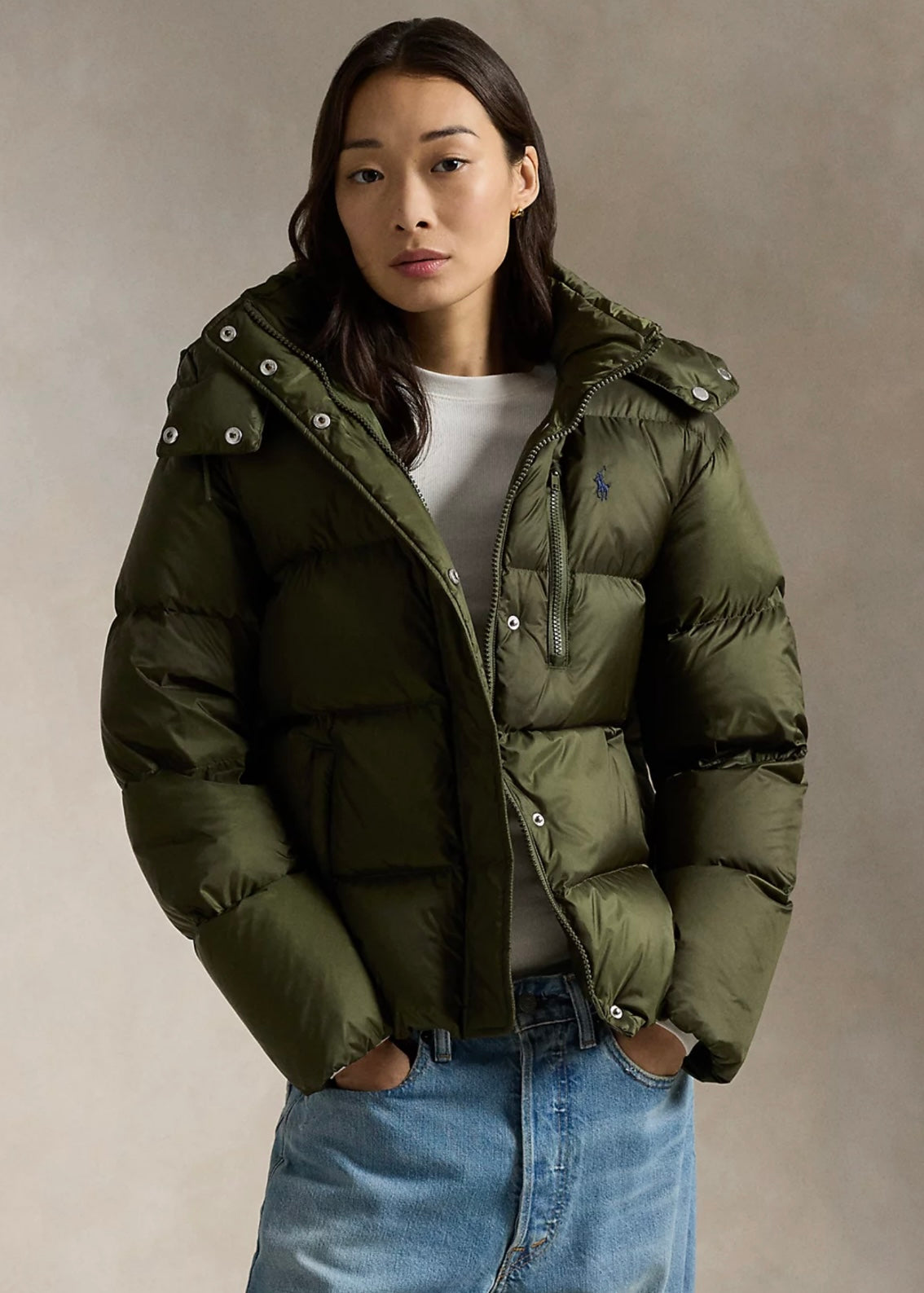 Quilted Down jacket New Olive