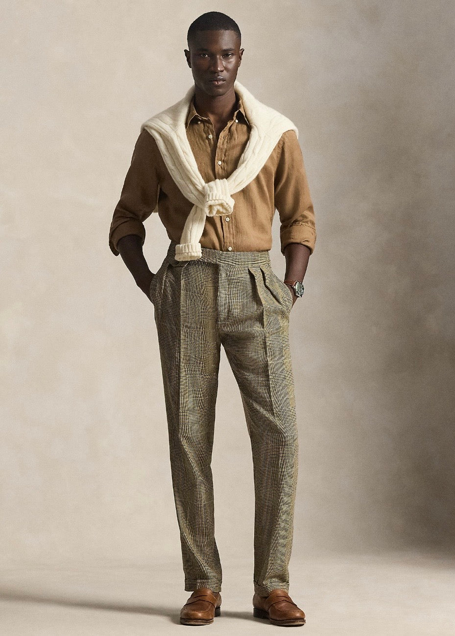 Custom Fit Linen Shirt Brown