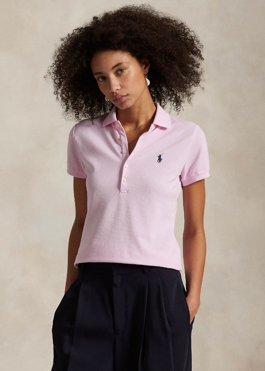 Slim Fit Stretch Polo Shirt Sunkissed Pink