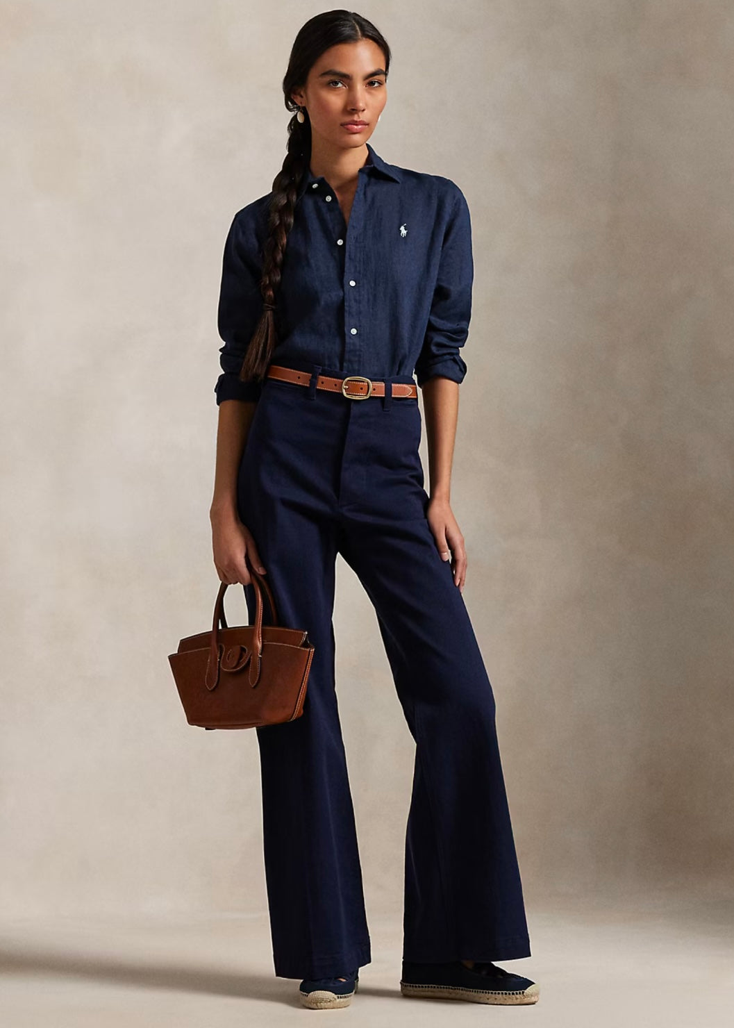 Relaxed Fit Linen Shirt Navy
