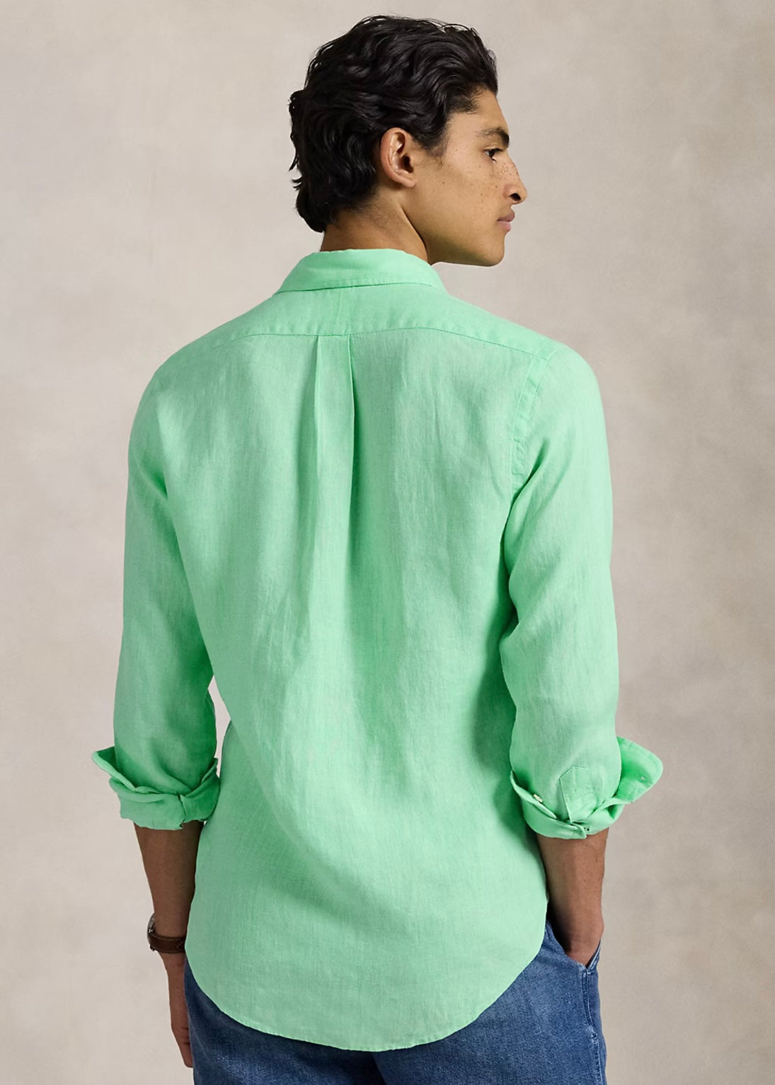 Custom Fit Linen Shirt Aqua Verde