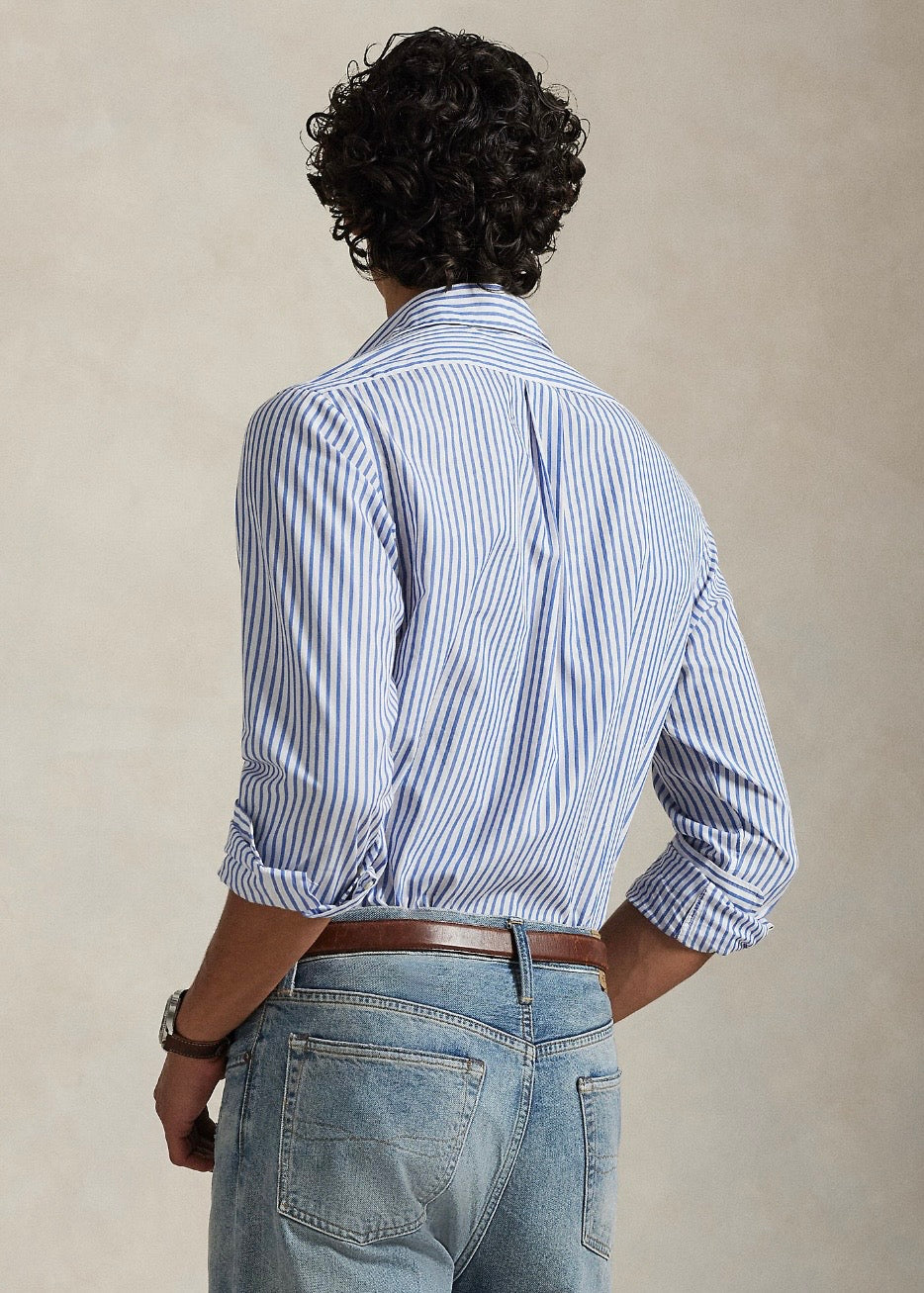 Custom Fit Striped Broadcloth Shirt White/Blue