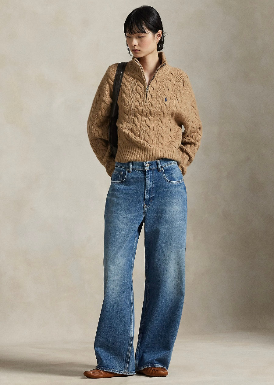 Cable Half zip Collection Camel Melange