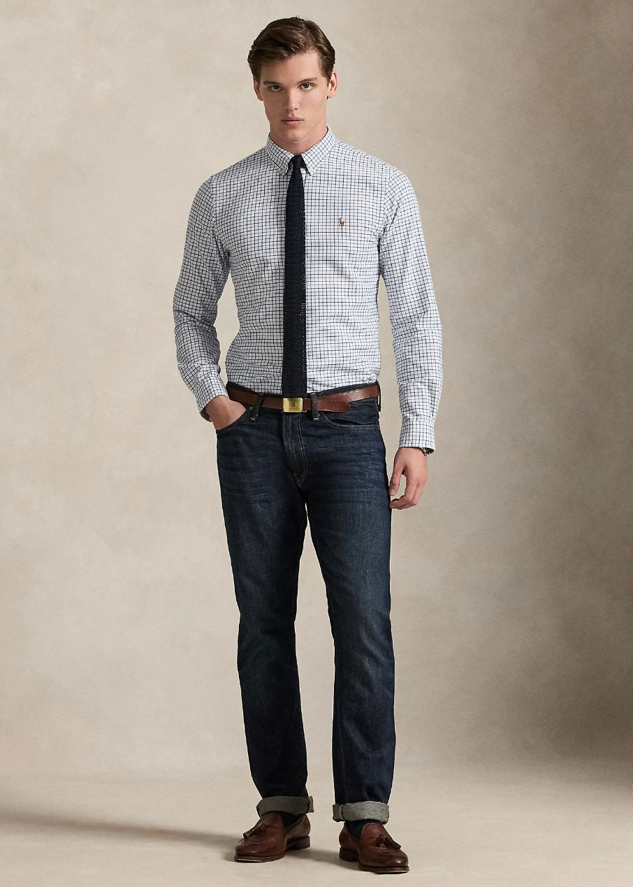 Slim Fit Tattersall Oxford shirt White/Blue