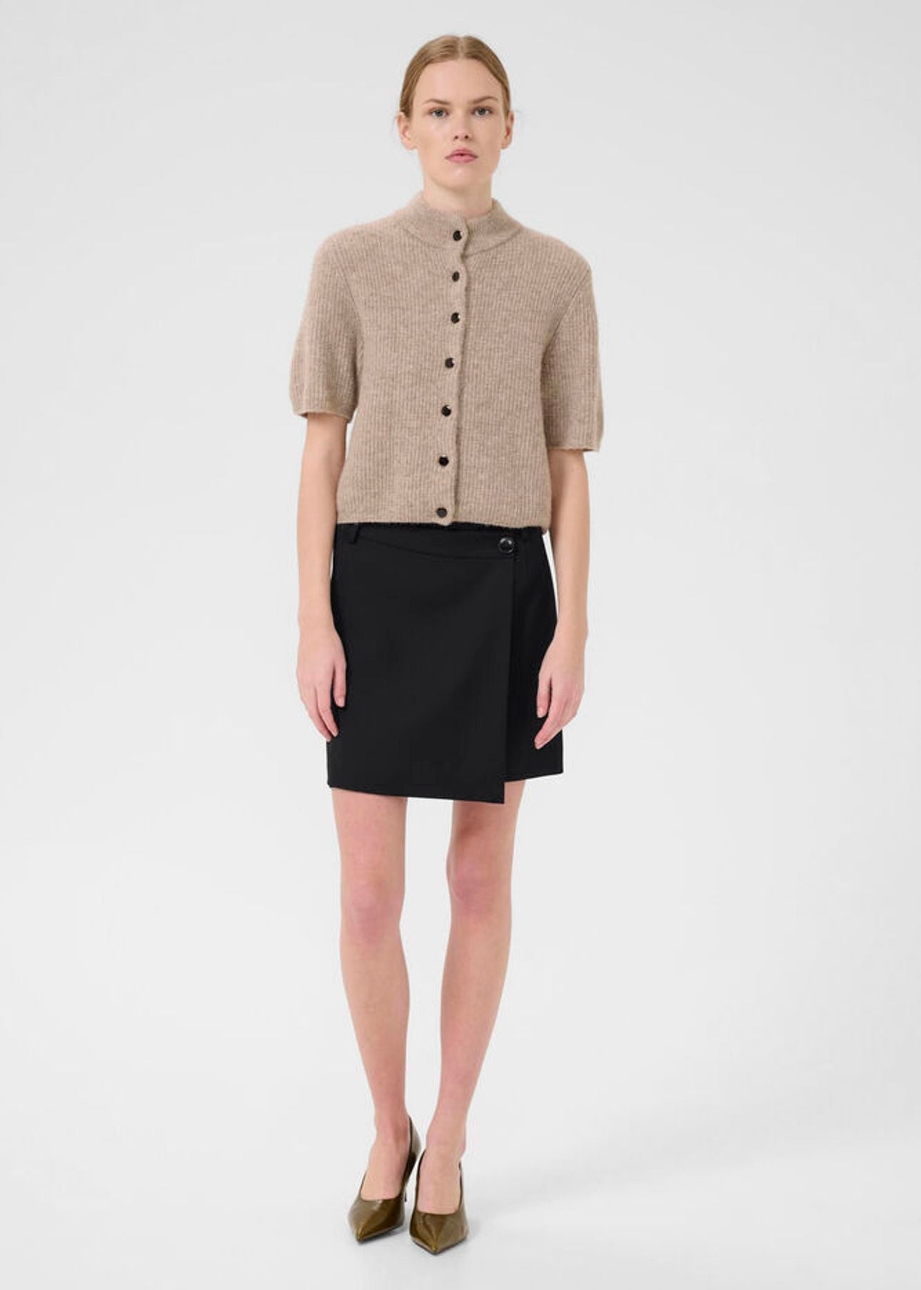 Paula Melange Wrap skirt Black