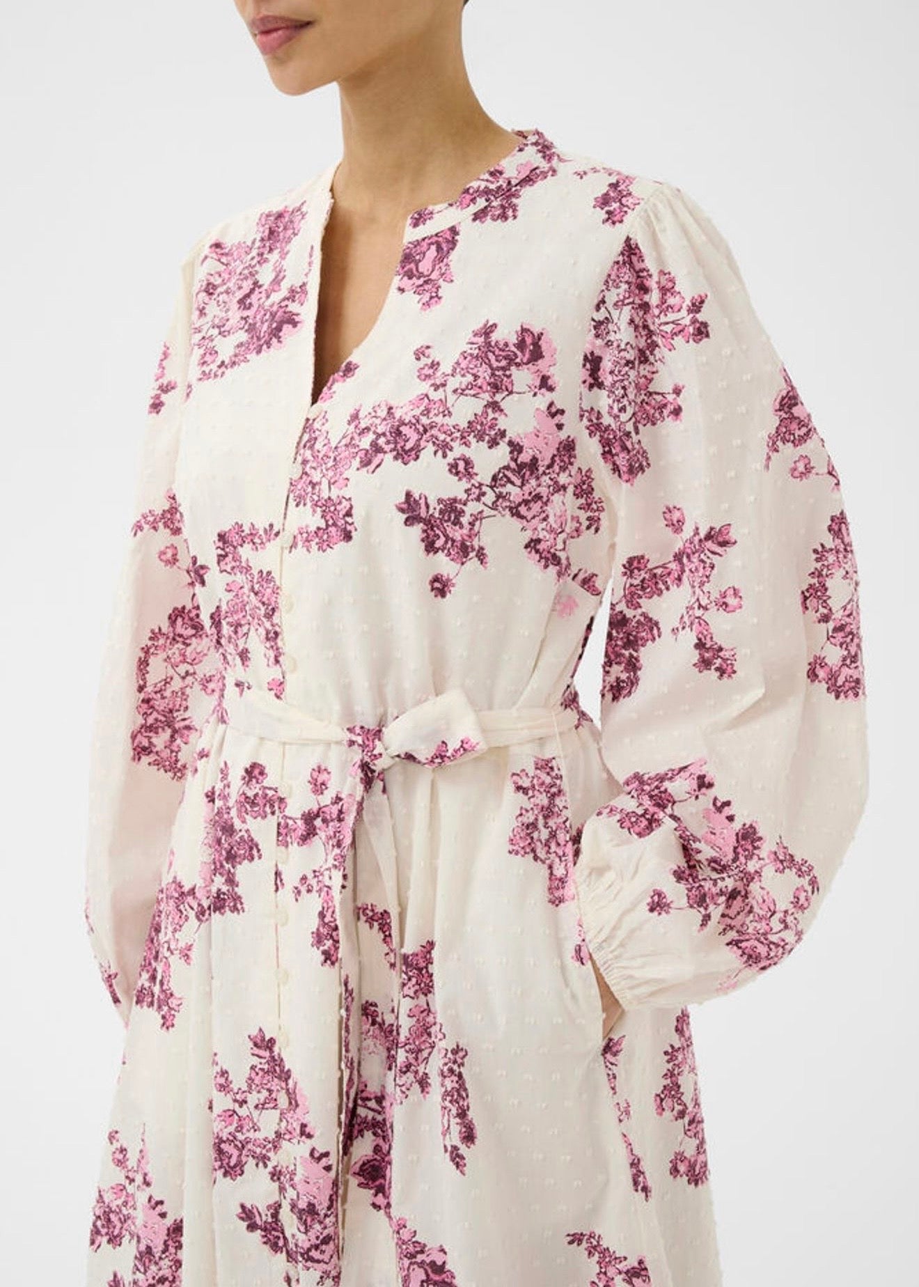 Avira Dress Pink Shadow Flower Print