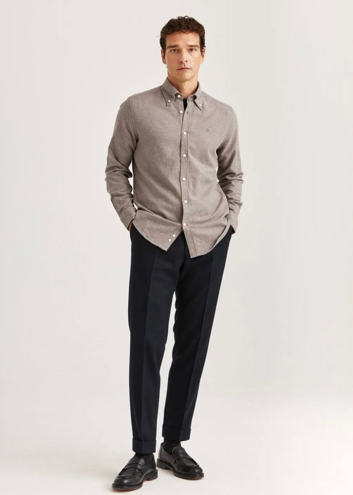 Twill Flannel shirt Brown